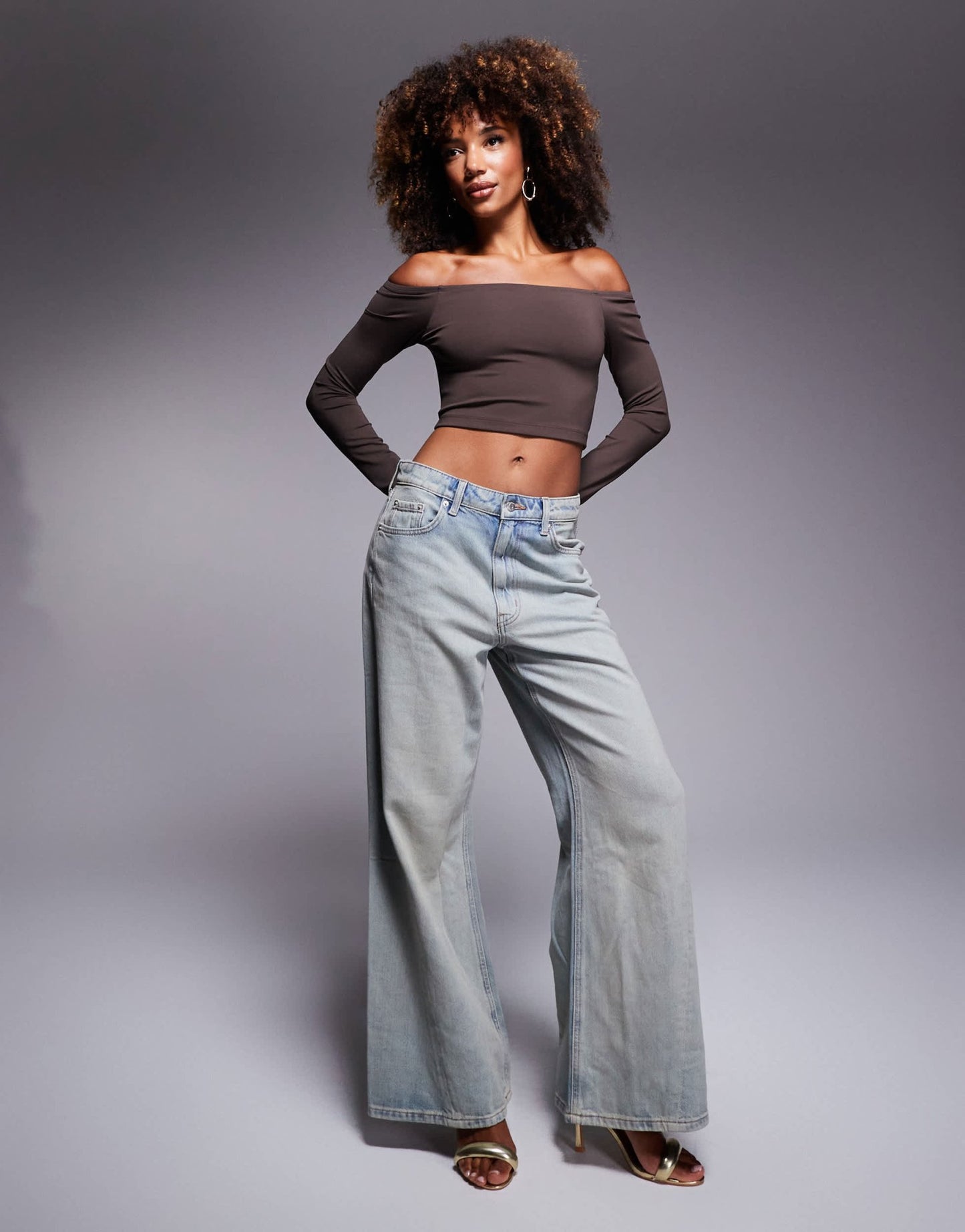 ASOS DESIGN Premium sculpting bardot top in chocolate - ASOS Sample Sale EU Store