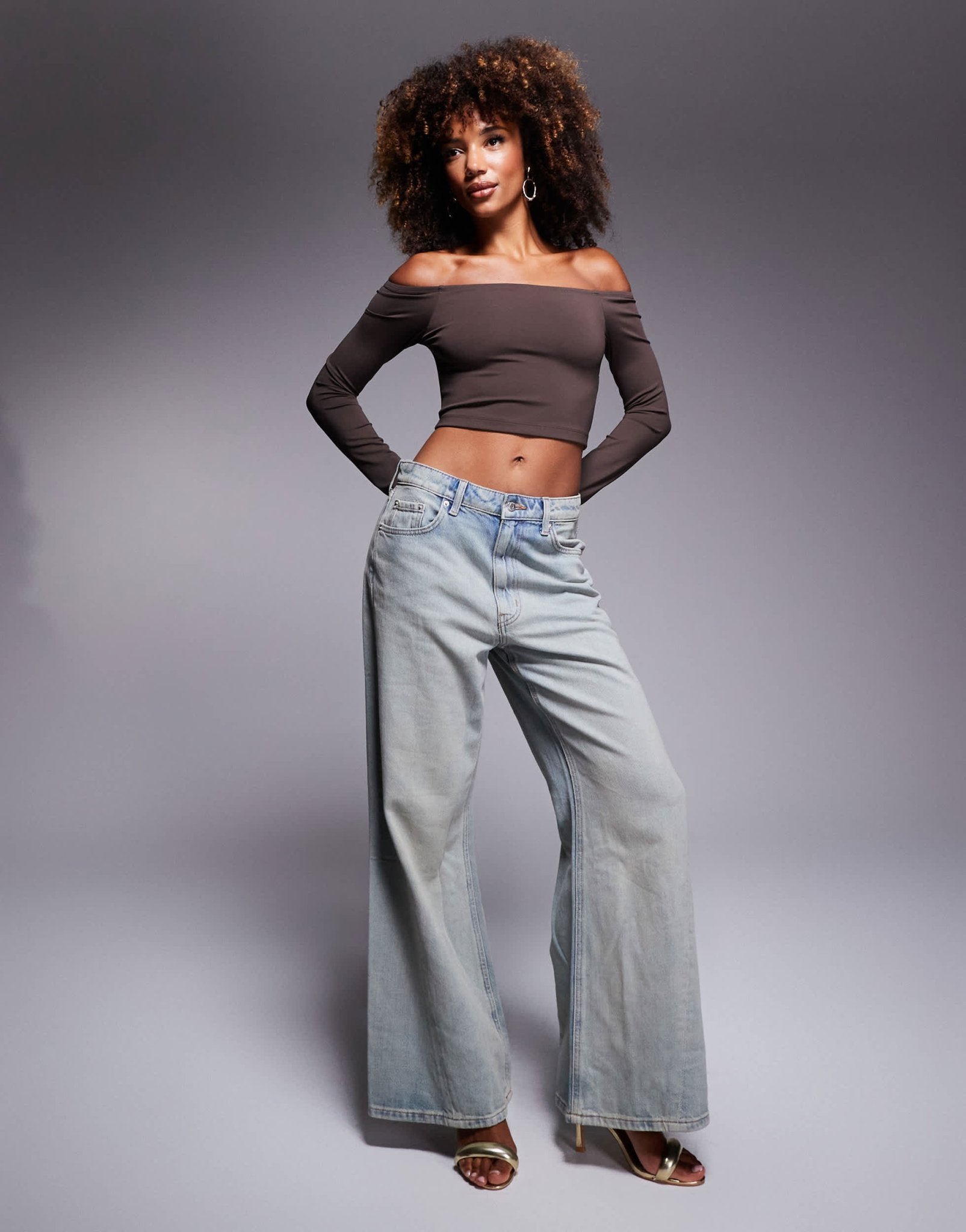 ASOS DESIGN Premium sculpting bardot top in chocolate - ASOS Sample Sale EU Store