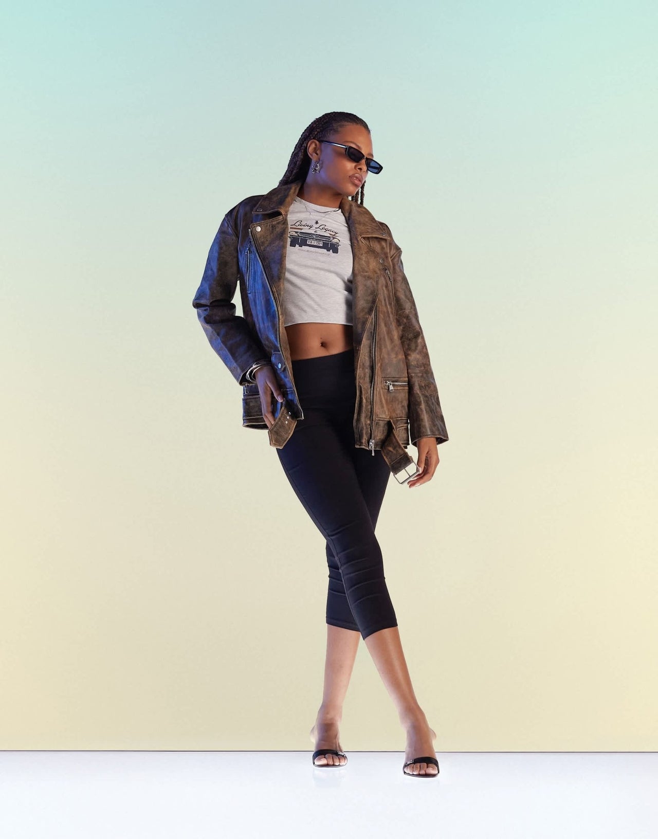ASOS DESIGN premium washed real leather oversized biker jacket in brown - ASOS Sample Sale EU Store