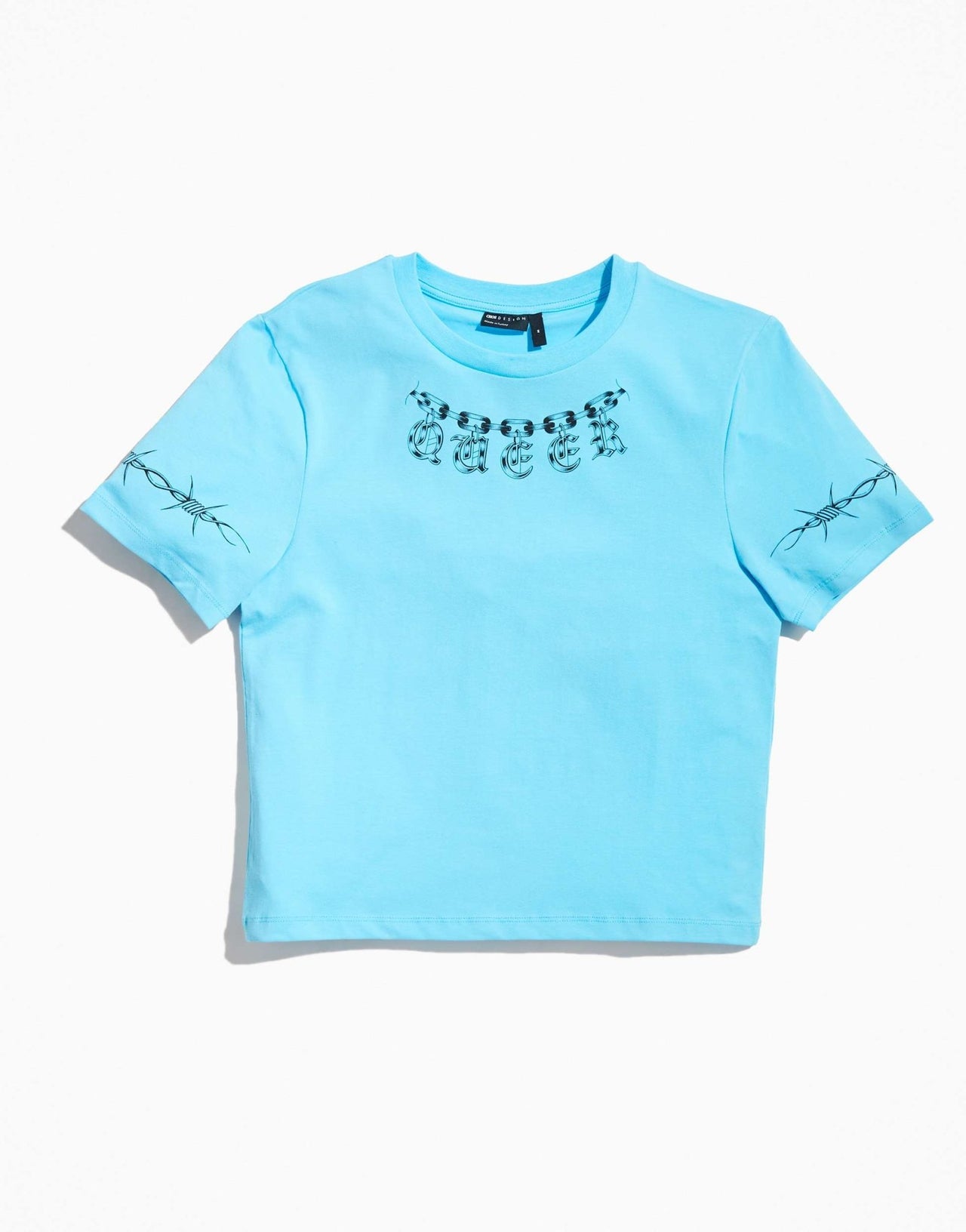 ASOS DESIGN PRIDE genderless baby tee in neon blue with chest print - ASOS Sample Sale EU Store