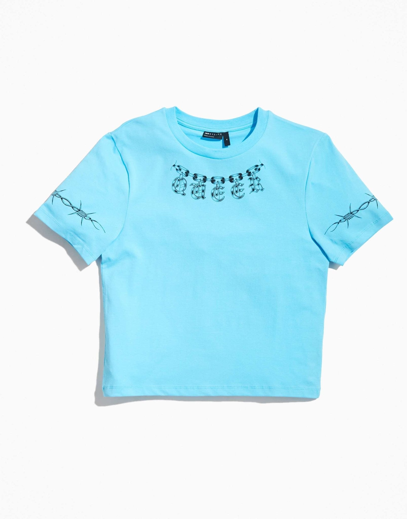 ASOS DESIGN PRIDE genderless baby tee in neon blue with chest print - ASOS Sample Sale EU Store