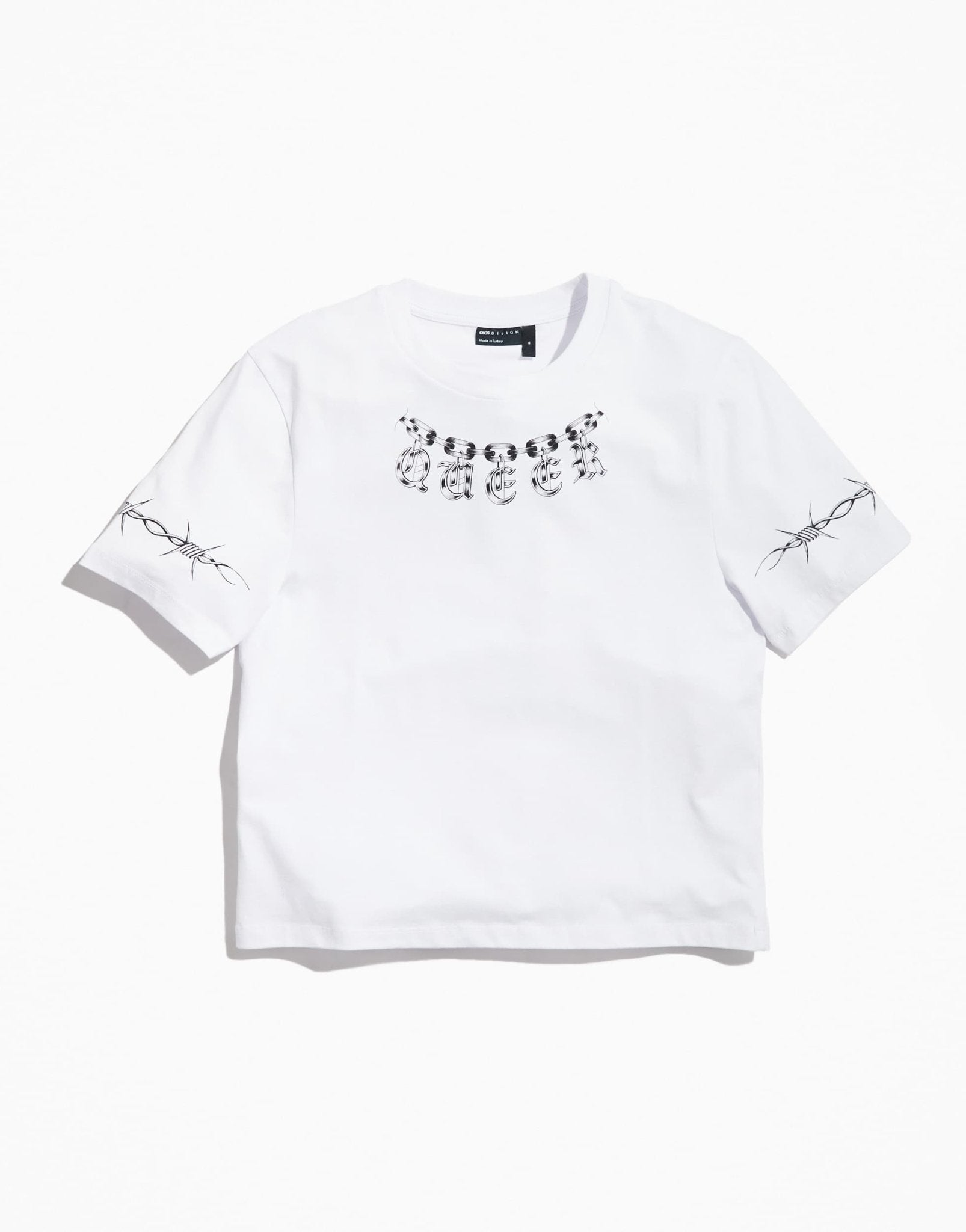 ASOS DESIGN PRIDE genderless baby tee in white with chest print - ASOS Sample Sale EU Store