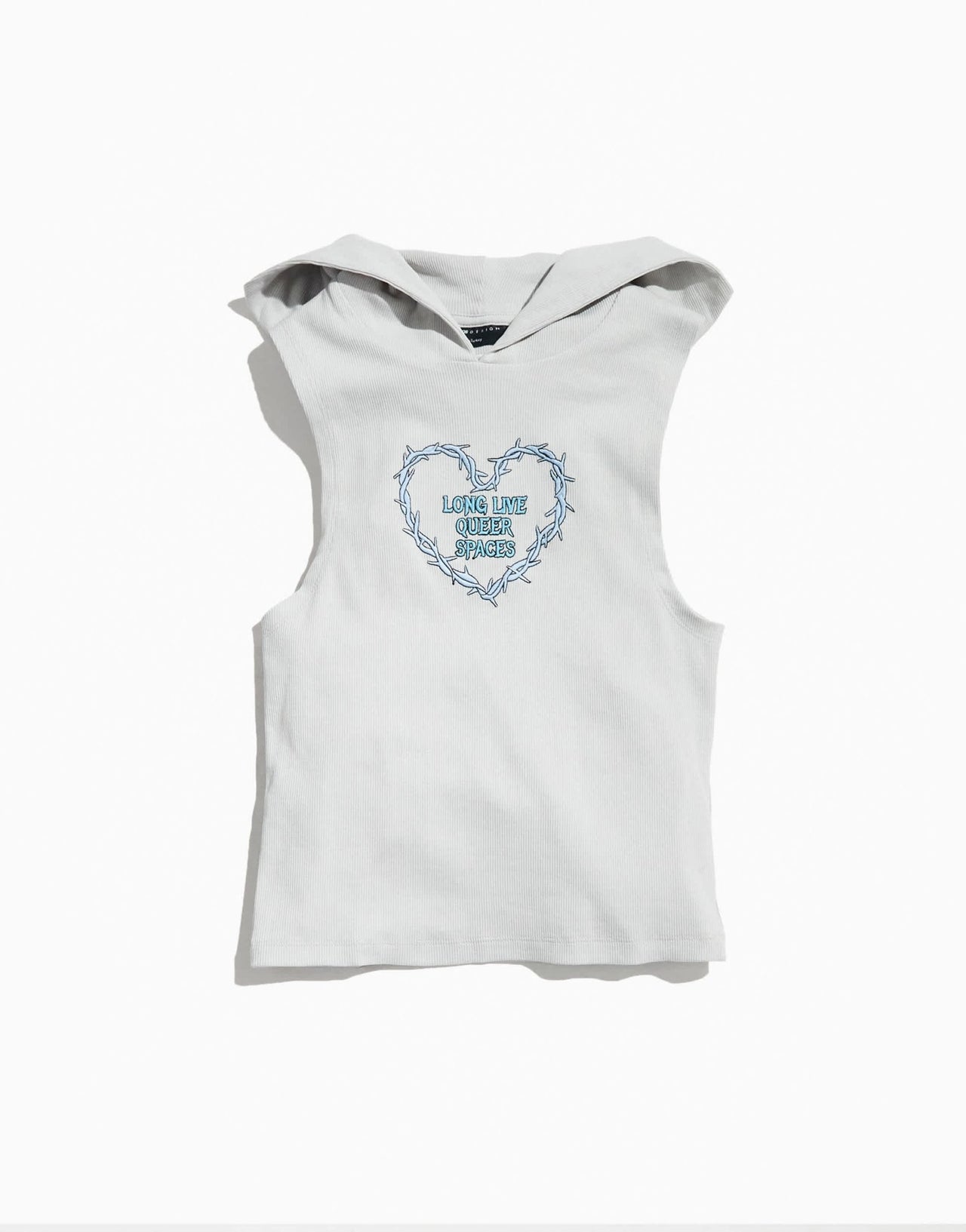 ASOS DESIGN PRIDE genderless hooded vest in grey rib with chest print - ASOS Sample Sale EU Store