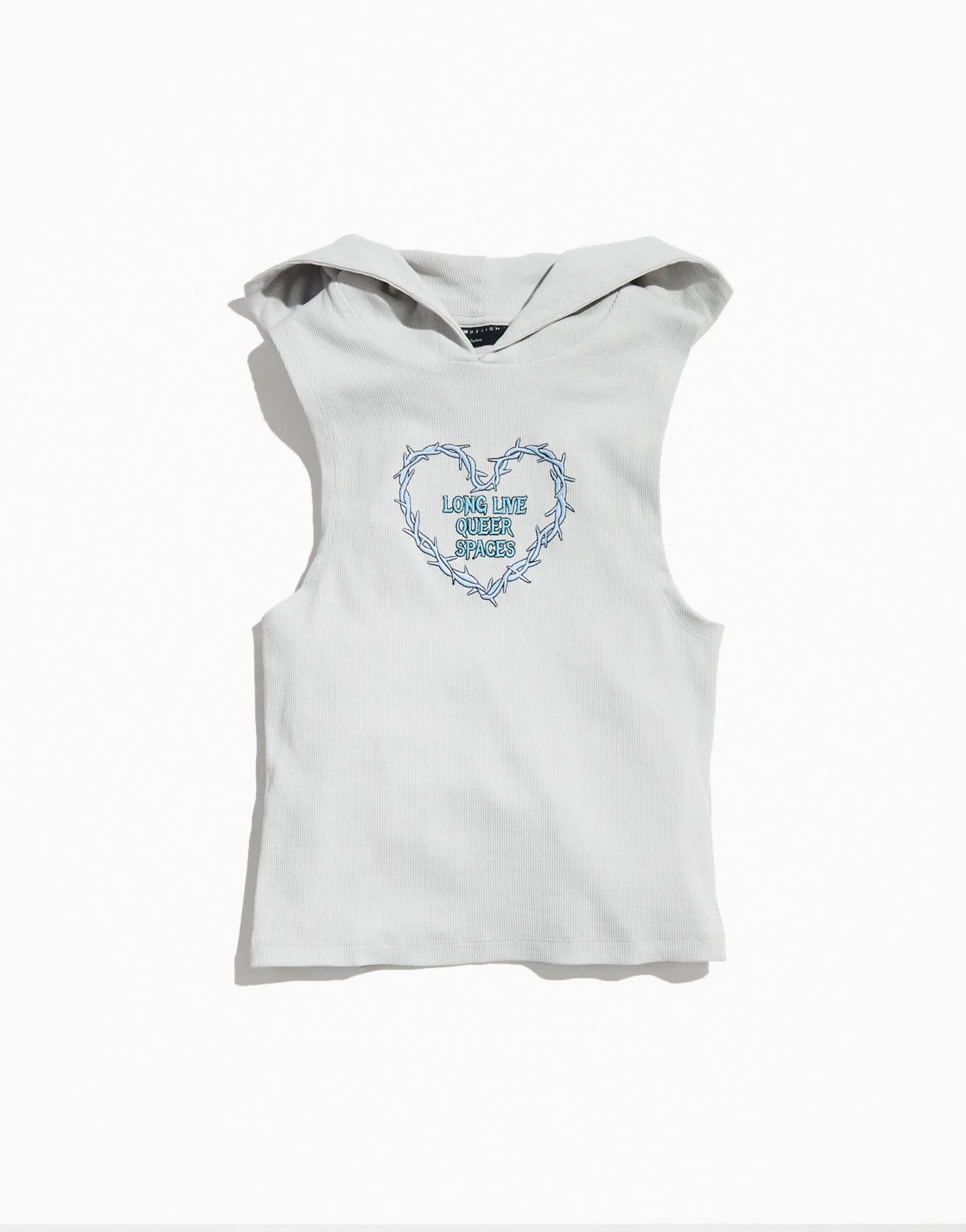 ASOS DESIGN PRIDE genderless hooded vest in grey rib with chest print - ASOS Sample Sale EU Store