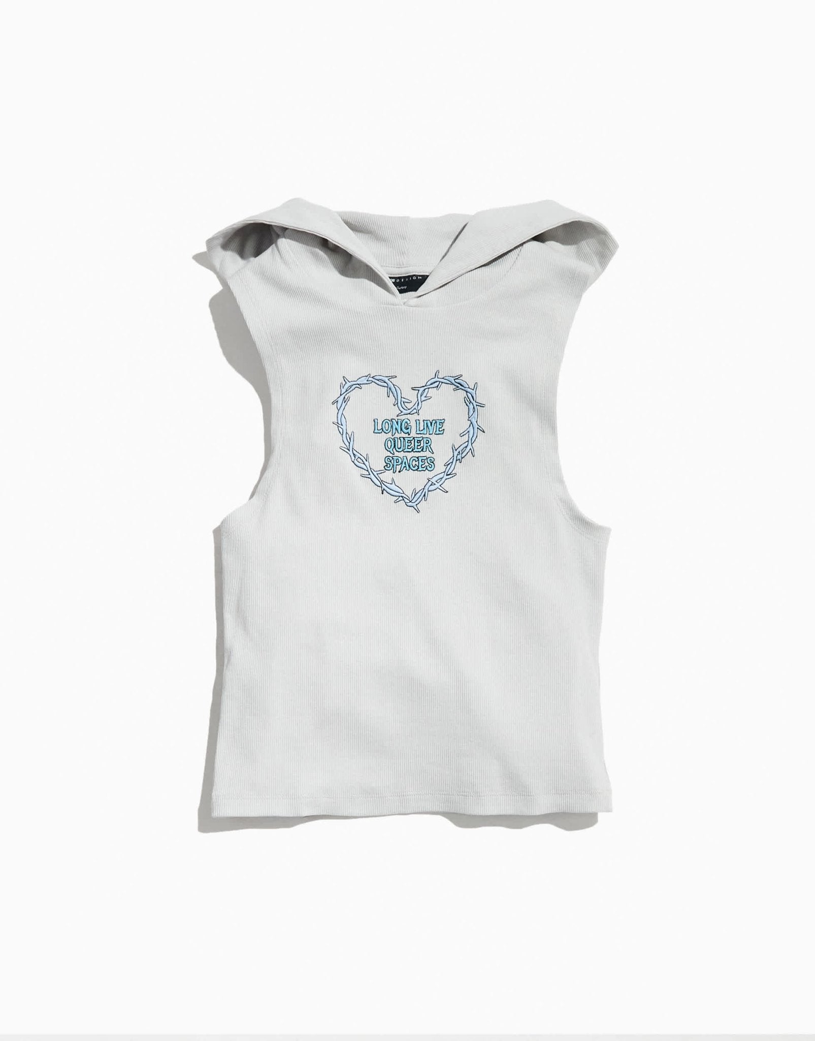 ASOS DESIGN PRIDE genderless hooded vest in grey rib with chest print - ASOS Sample Sale EU Store