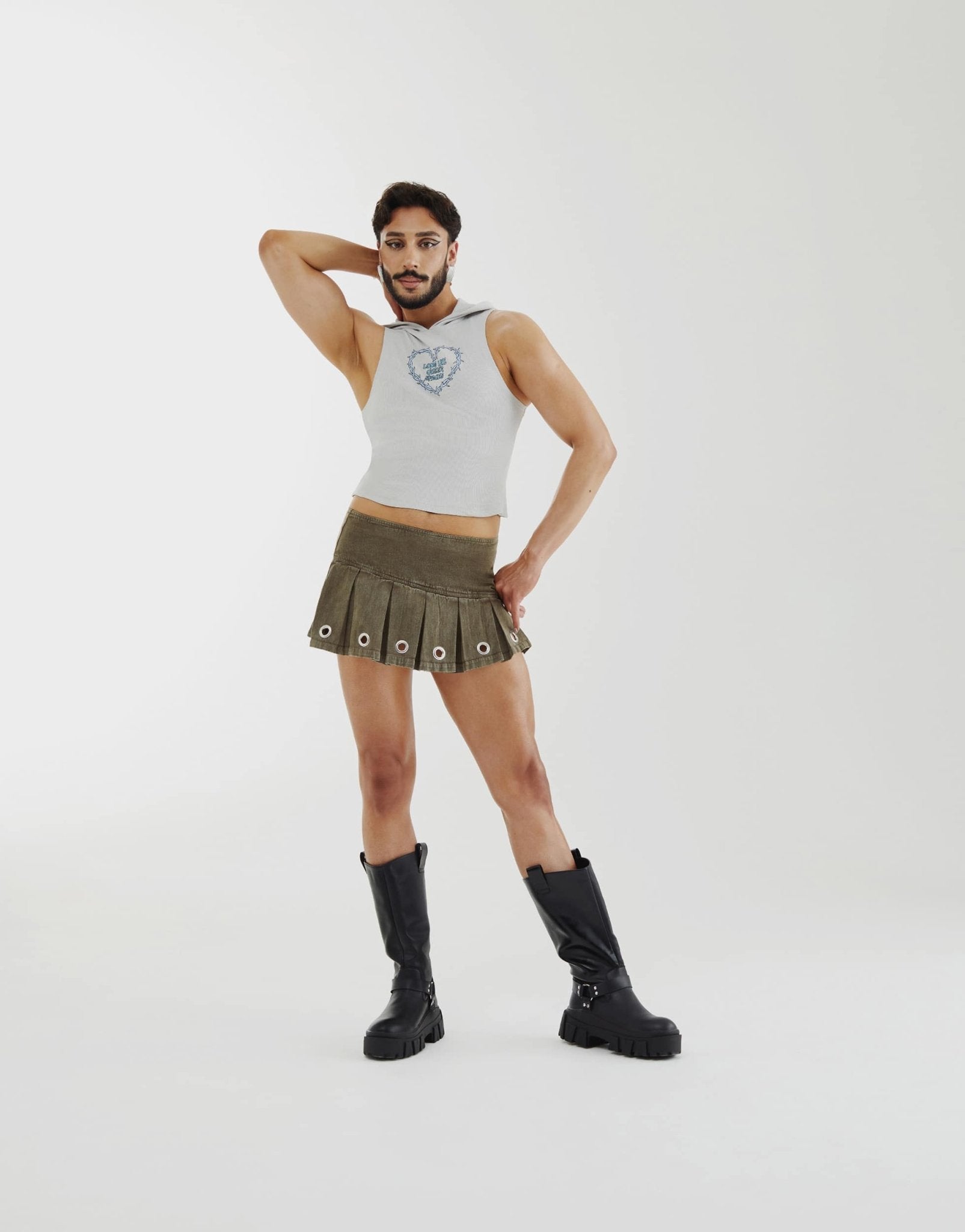 ASOS DESIGN PRIDE genderless hooded vest in grey rib with chest print - ASOS Sample Sale EU Store
