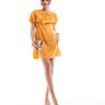 ASOS DESIGN puff sleeve mini smock dress with ruching detail in copper