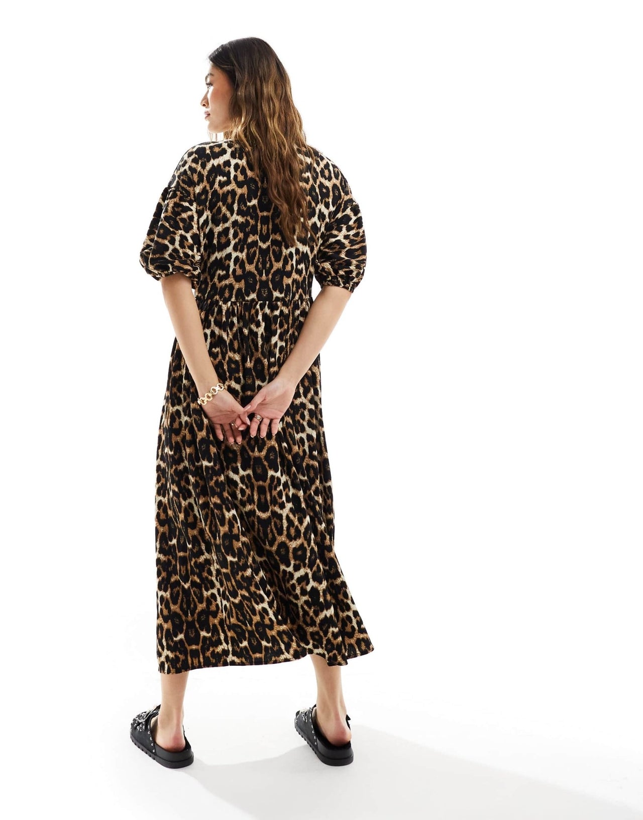 ASOS DESIGN puff sleeve tie front maxi dress in leopard print - ASOS Sample Sale EU Store