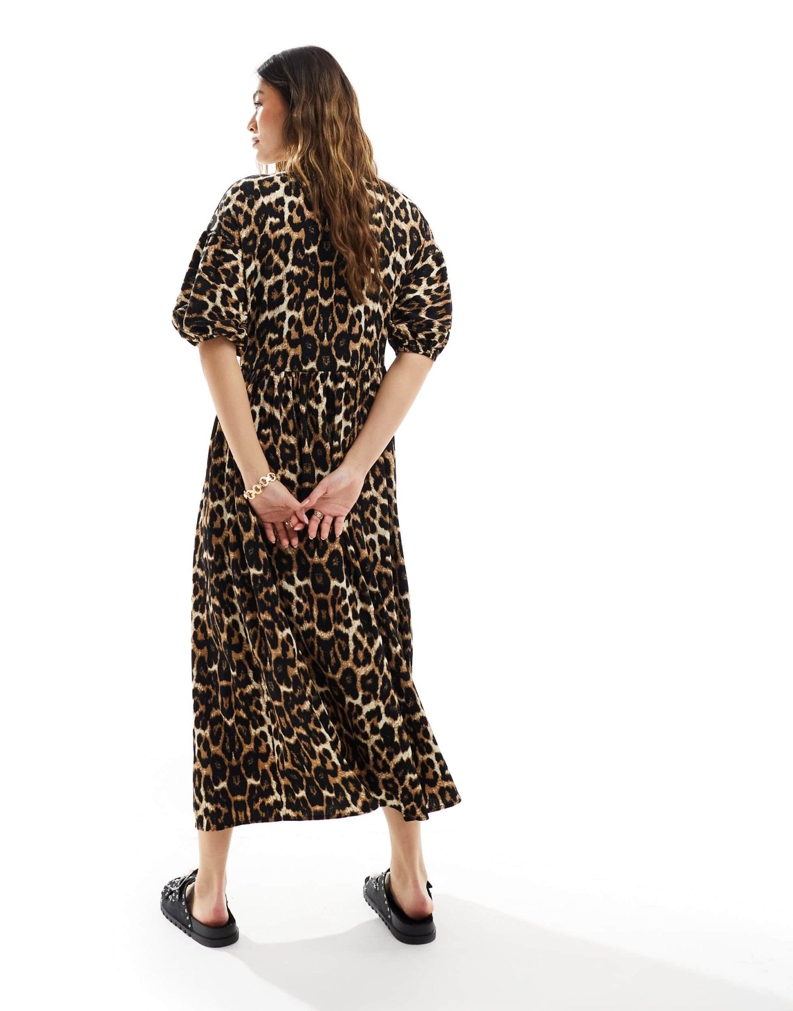 ASOS DESIGN puff sleeve tie front maxi dress in leopard print - ASOS Sample Sale EU Store