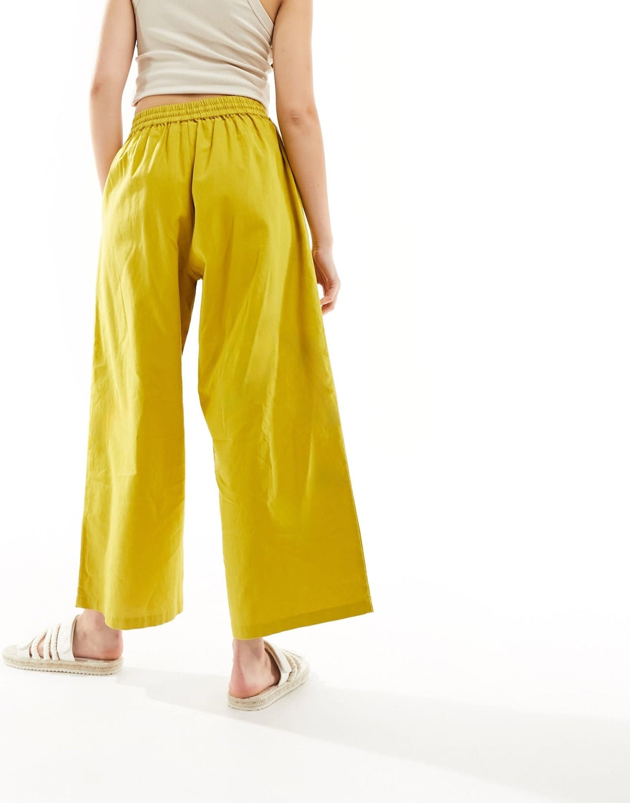 ASOS DESIGN pull on barrel leg trouser with linen in chartreuse - ASOS Sample Sale EU Store