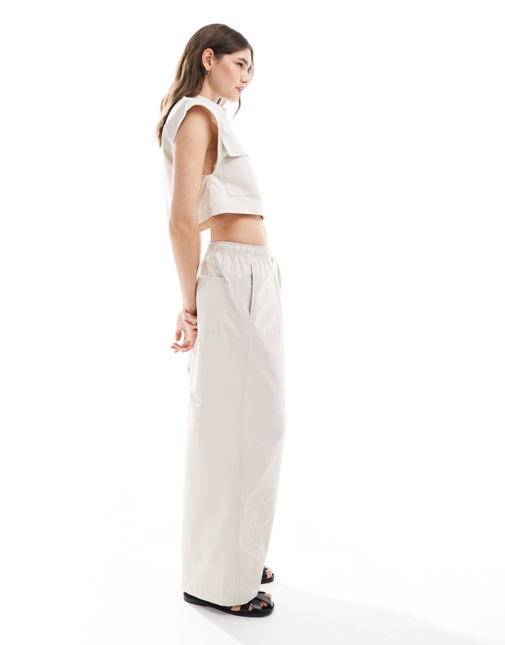 ASOS DESIGN pull on barrel trousers co - ord in stone - ASOS Sample Sale EU Store
