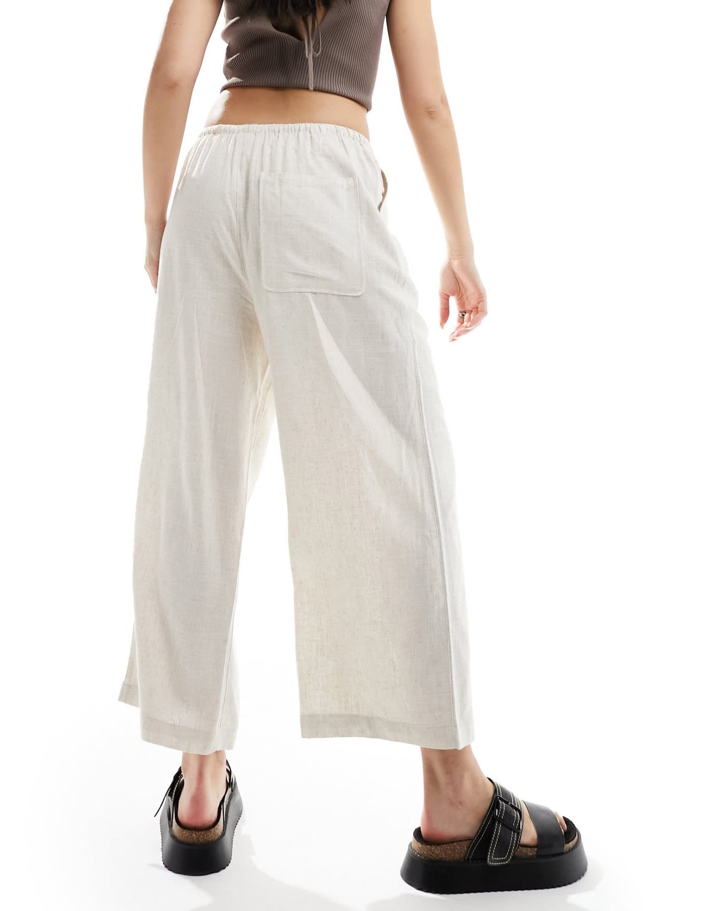 ASOS DESIGN pull on culotte with linen in natural - ASOS Sample Sale EU Store