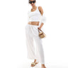 ASOS DESIGN pull on culotte with linen in white