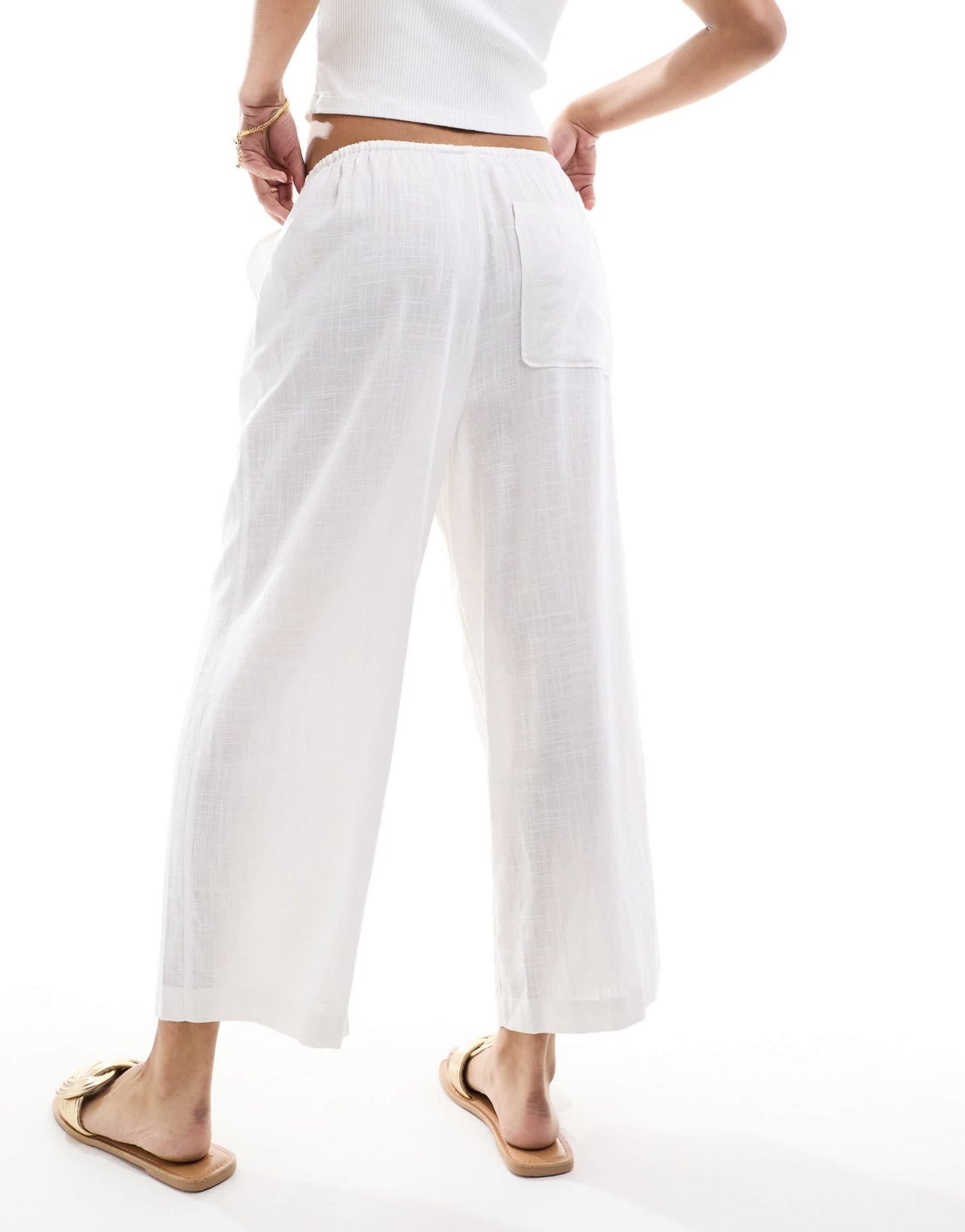 ASOS DESIGN pull on culotte with linen in white - ASOS Sample Sale EU Store