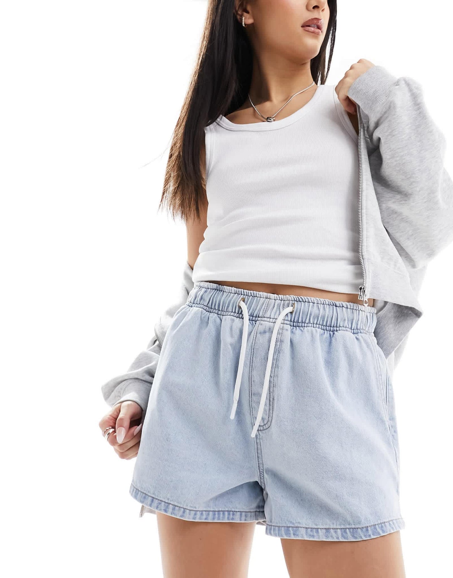 ASOS DESIGN pull on denim short in lightwash blue - ASOS Sample Sale EU Store