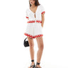 ASOS DESIGN pull on short with rik rak trim in white co-ord