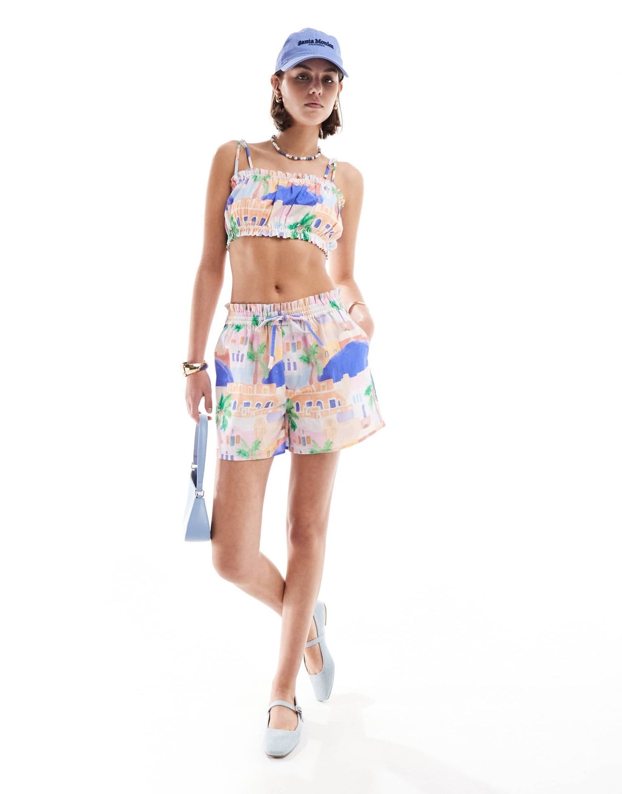 ASOS DESIGN pull on short with ruffle detail in scenic print co - ord - ASOS Sample Sale EU Store