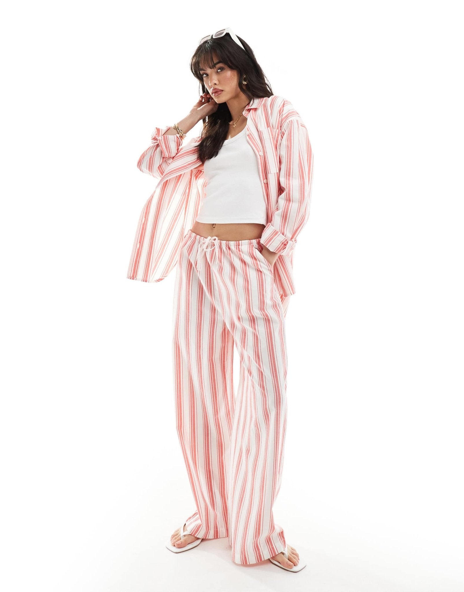 ASOS DESIGN pull on trouser in red deckchair stripe - ASOS Sample Sale EU Store