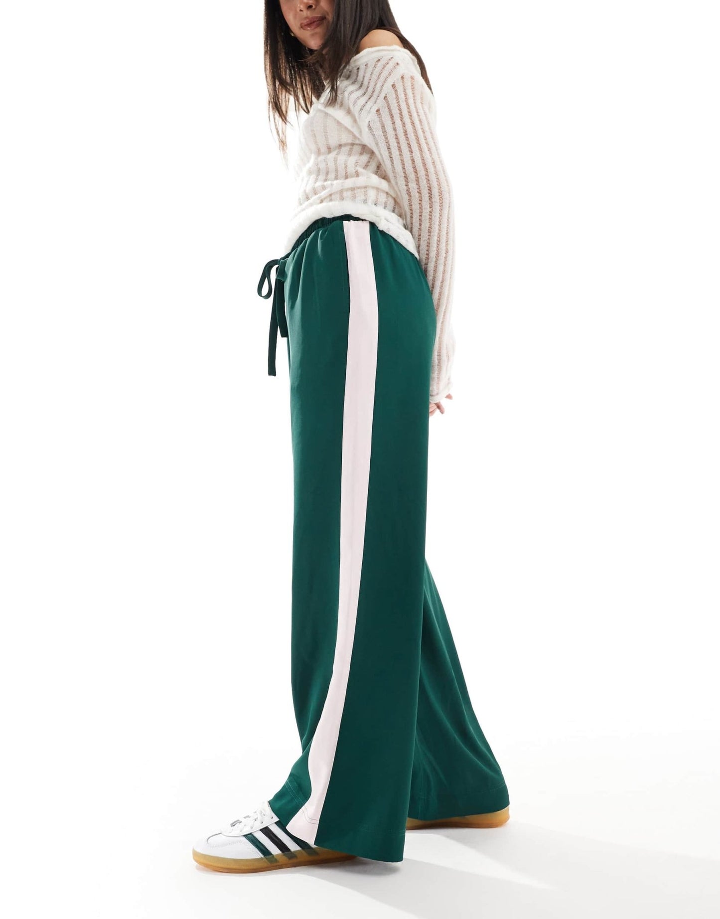 ASOS DESIGN pull on trousers with contrast panel in forest green - ASOS Sample Sale EU Store