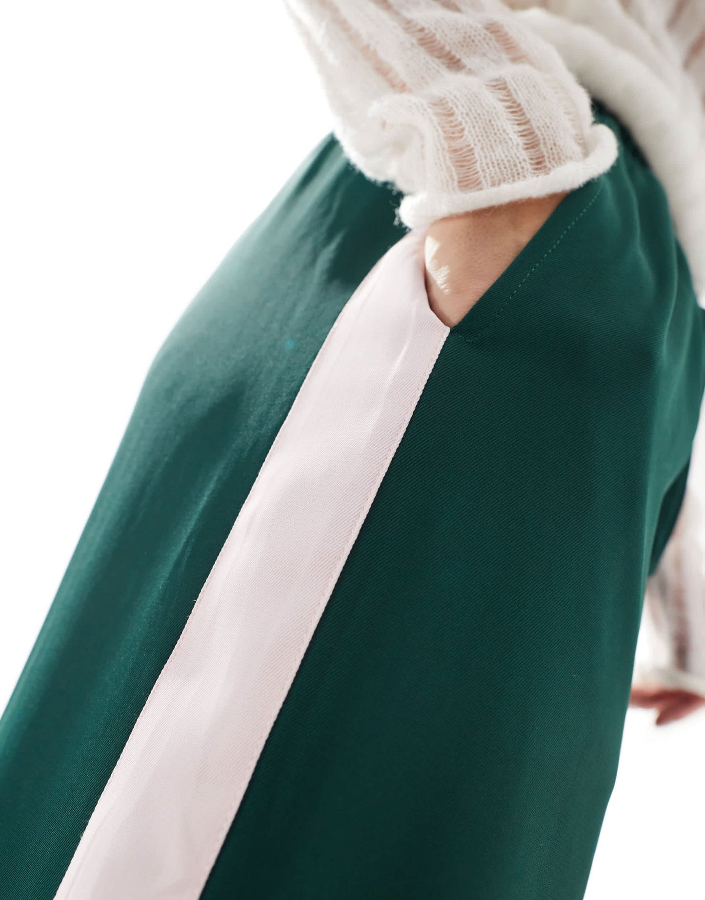 ASOS DESIGN pull on trousers with contrast panel in forest green - ASOS Sample Sale EU Store