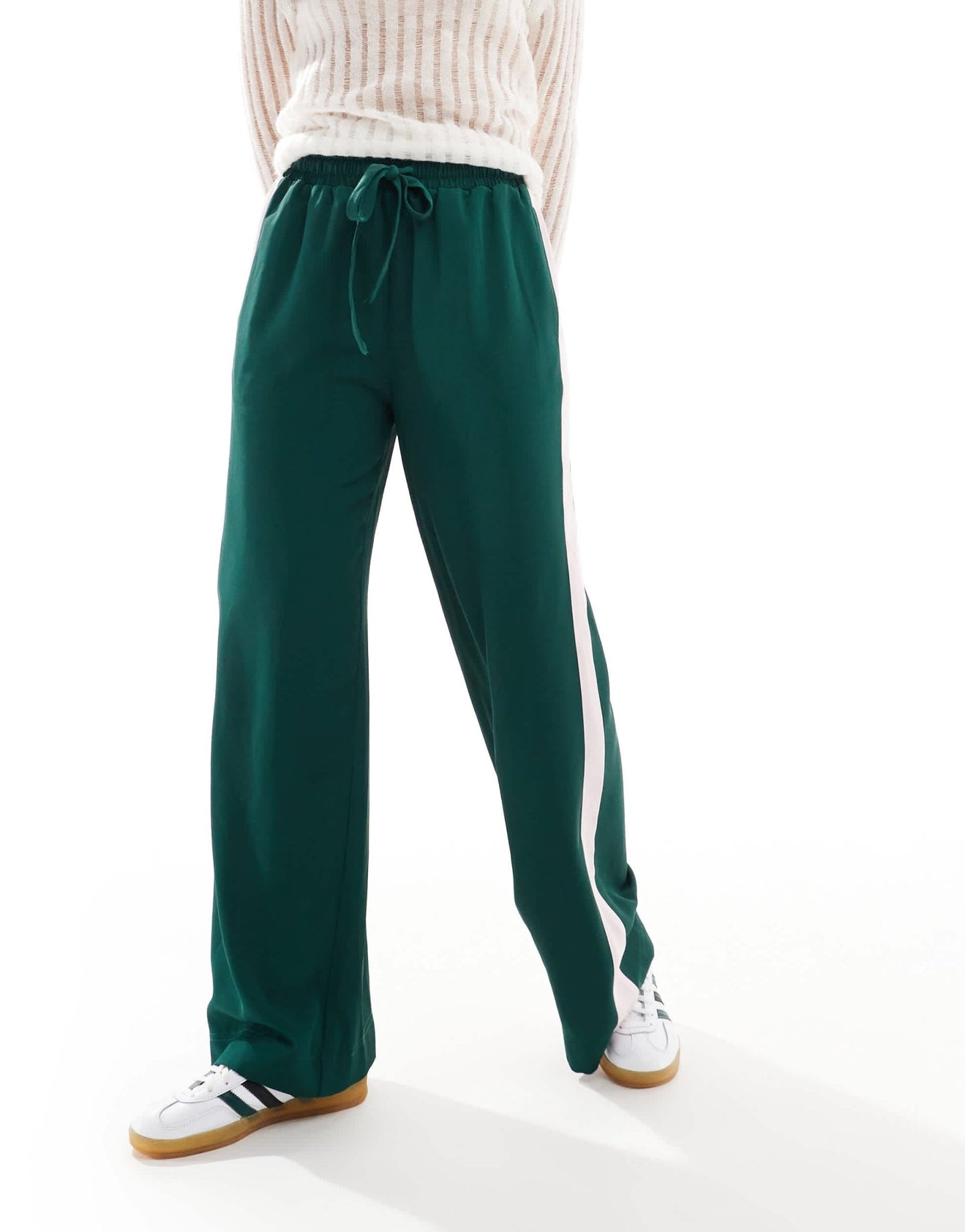 ASOS DESIGN pull on trousers with contrast panel in forest green - ASOS Sample Sale EU Store