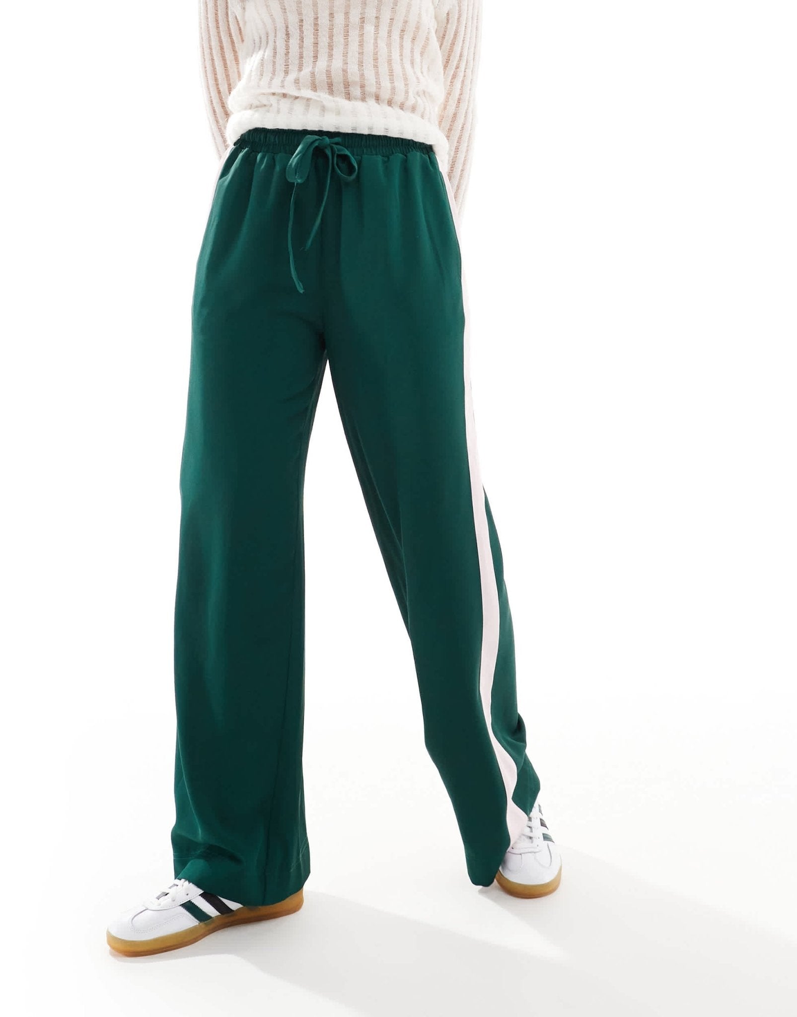 ASOS DESIGN pull on trousers with contrast panel in forest green - ASOS Sample Sale EU Store