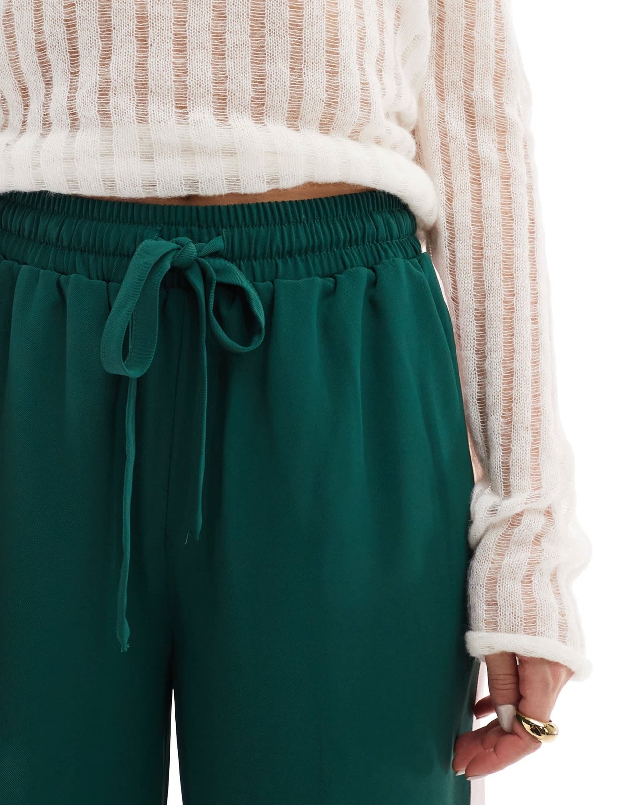 ASOS DESIGN pull on trousers with contrast panel in forest green - ASOS Sample Sale EU Store