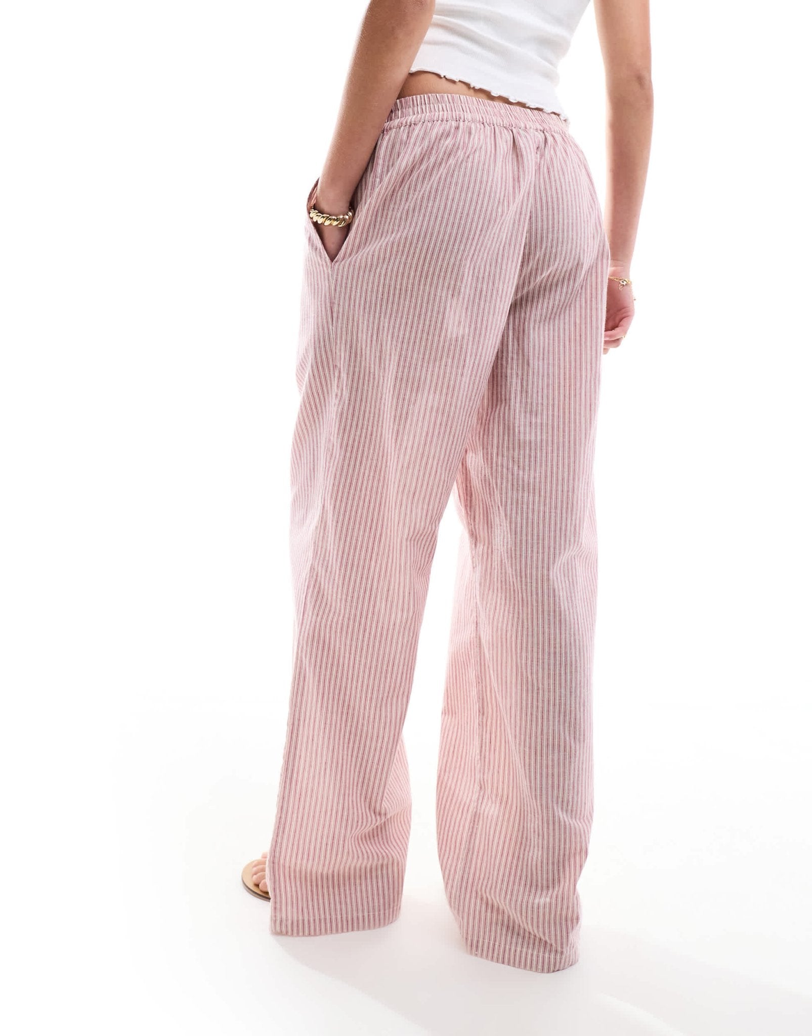 ASOS DESIGN pull on trousers with tab waistband co - ord in red stripe - ASOS Sample Sale EU Store