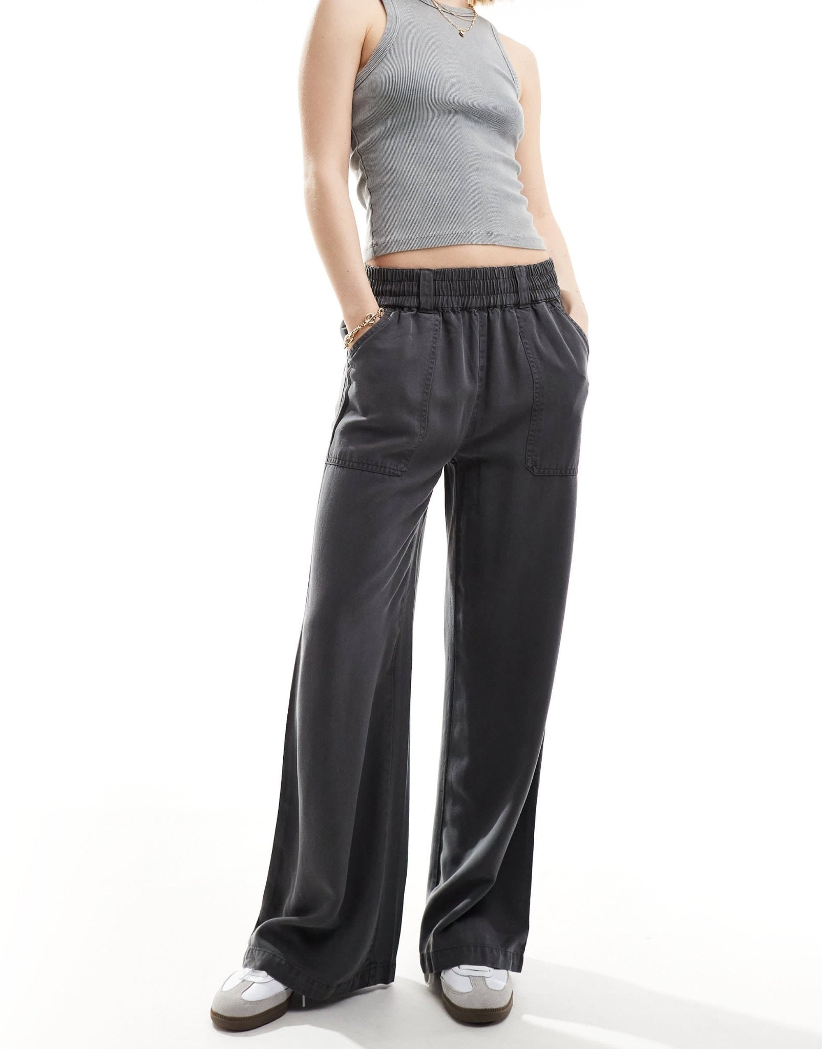 ASOS DESIGN pull on utility trouser in washed black - ASOS Sample Sale EU Store
