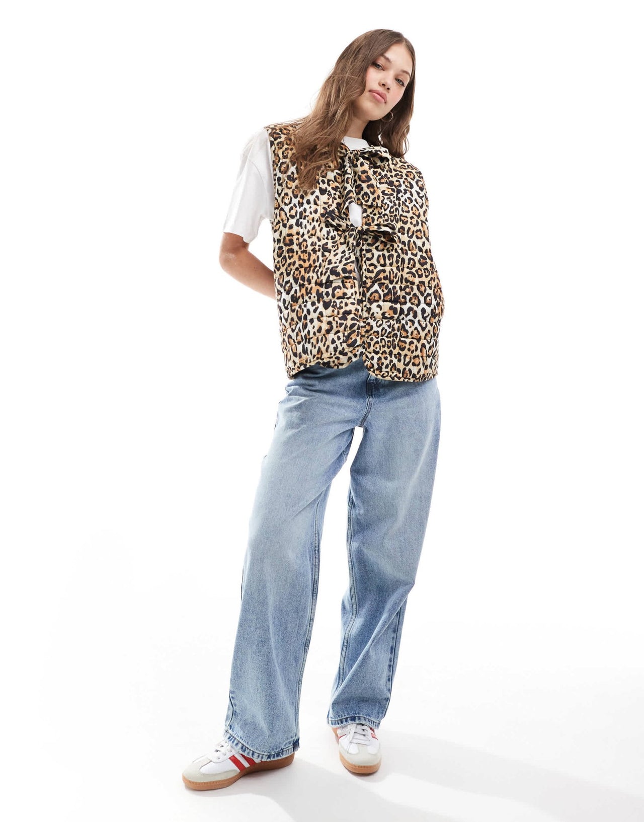 ASOS DESIGN quilted bow gilet in animal - ASOS Sample Sale EU Store