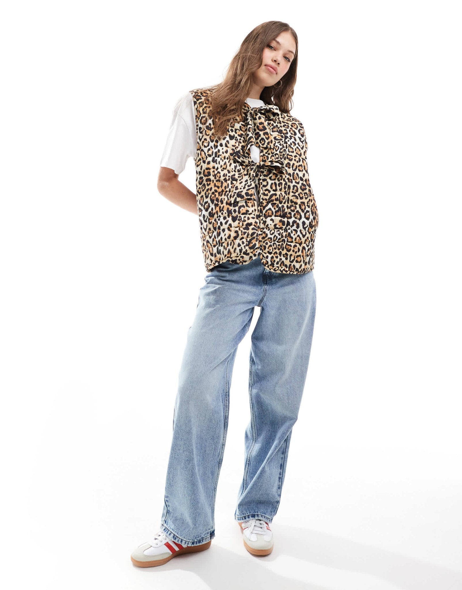 ASOS DESIGN quilted bow gilet in animal - ASOS Sample Sale EU Store