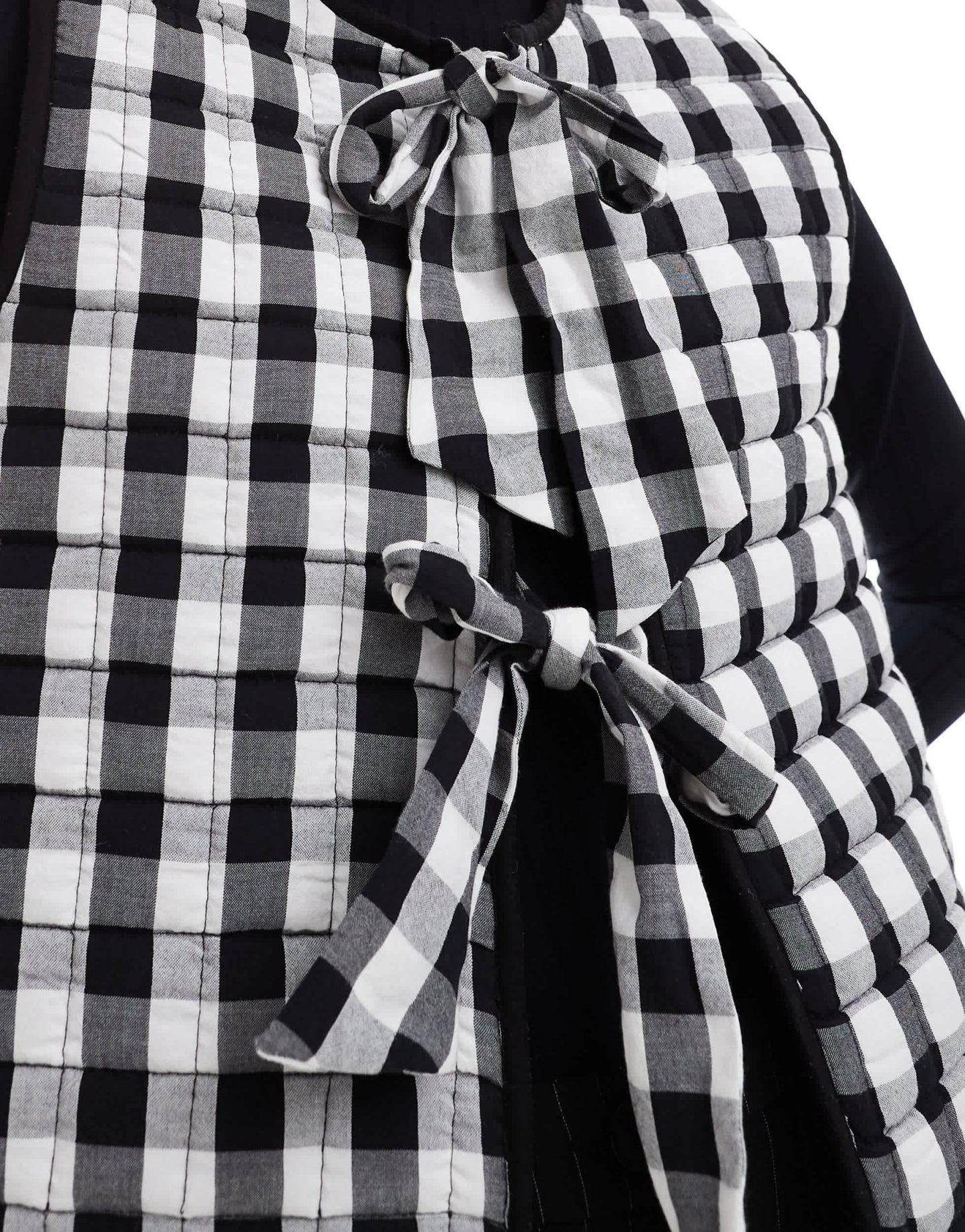 ASOS DESIGN quilted gilet with bows in mono gingham - ASOS Sample Sale EU Store