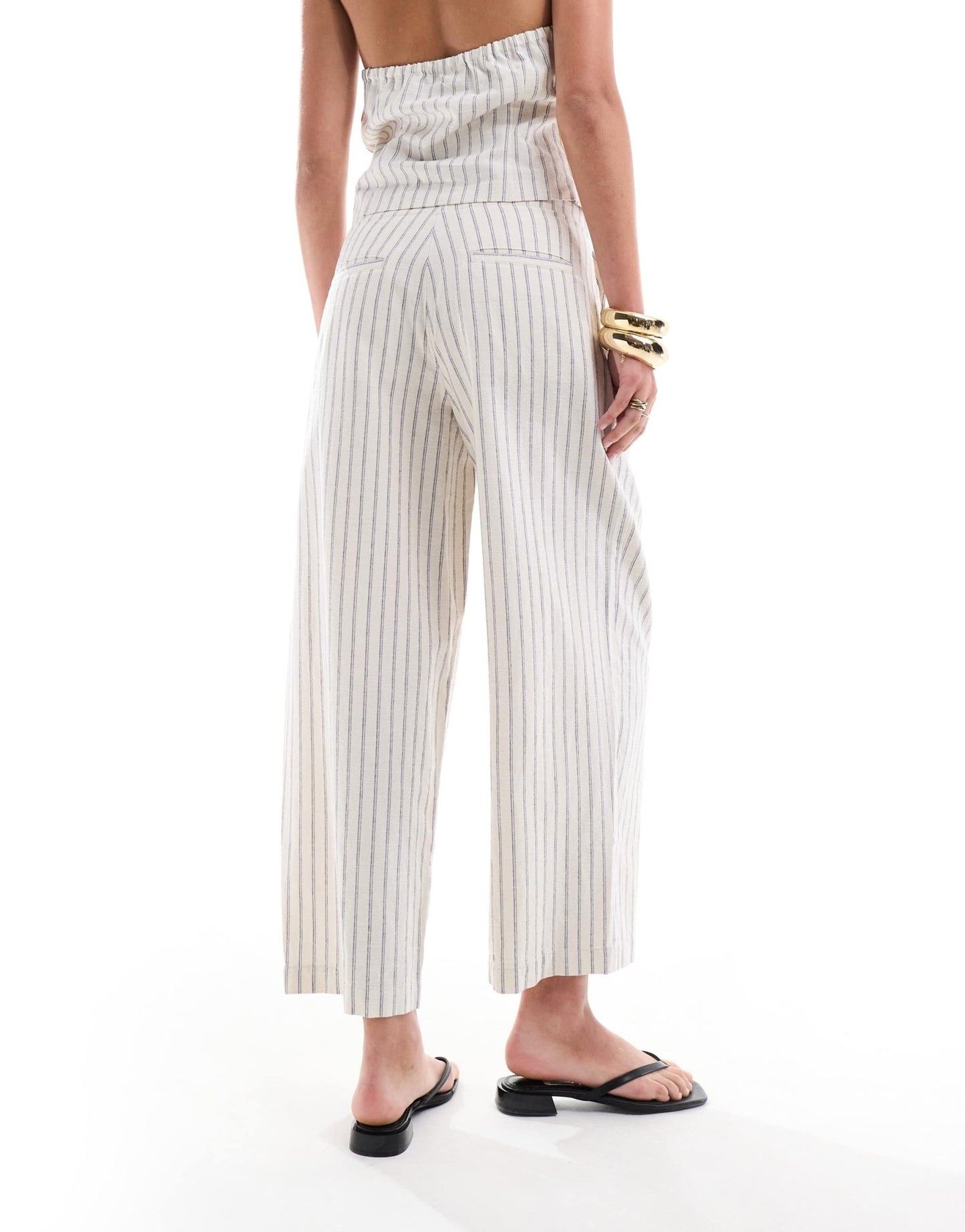 ASOS DESIGN raw edge barrel leg trouser with linen in stripe - ASOS Sample Sale EU Store