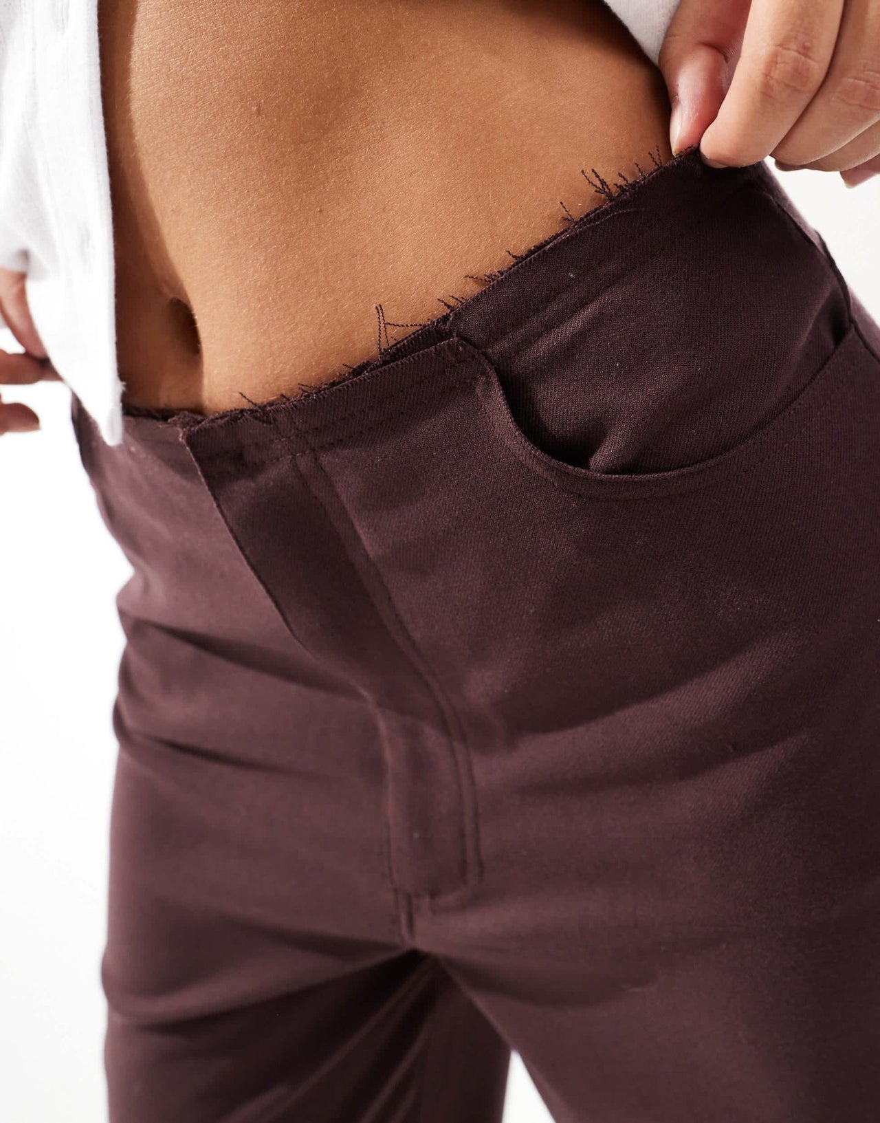 ASOS DESIGN raw edge relaxed tailored trouser in burgundy - ASOS Sample Sale EU Store