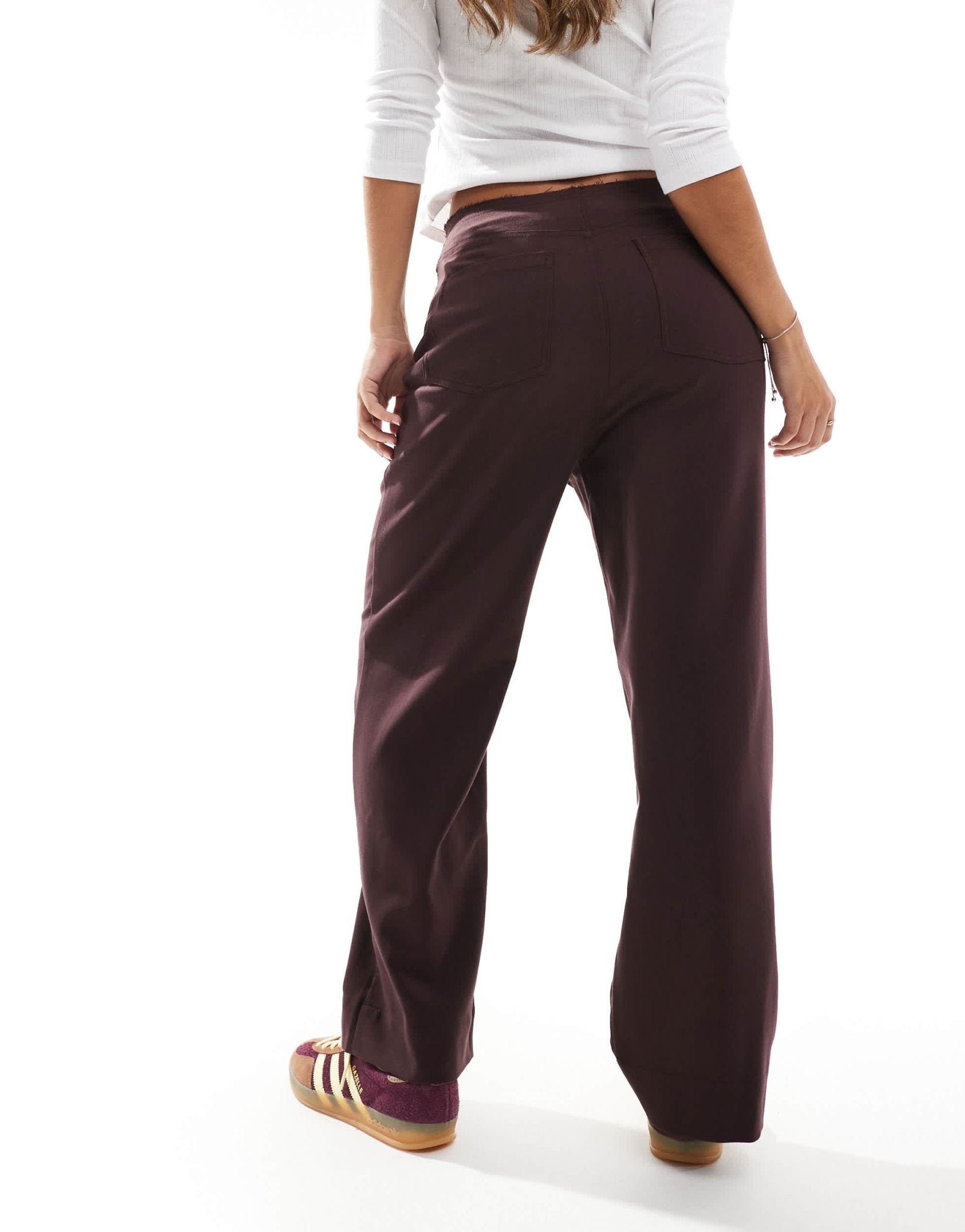ASOS DESIGN raw edge relaxed tailored trouser in burgundy - ASOS Sample Sale EU Store