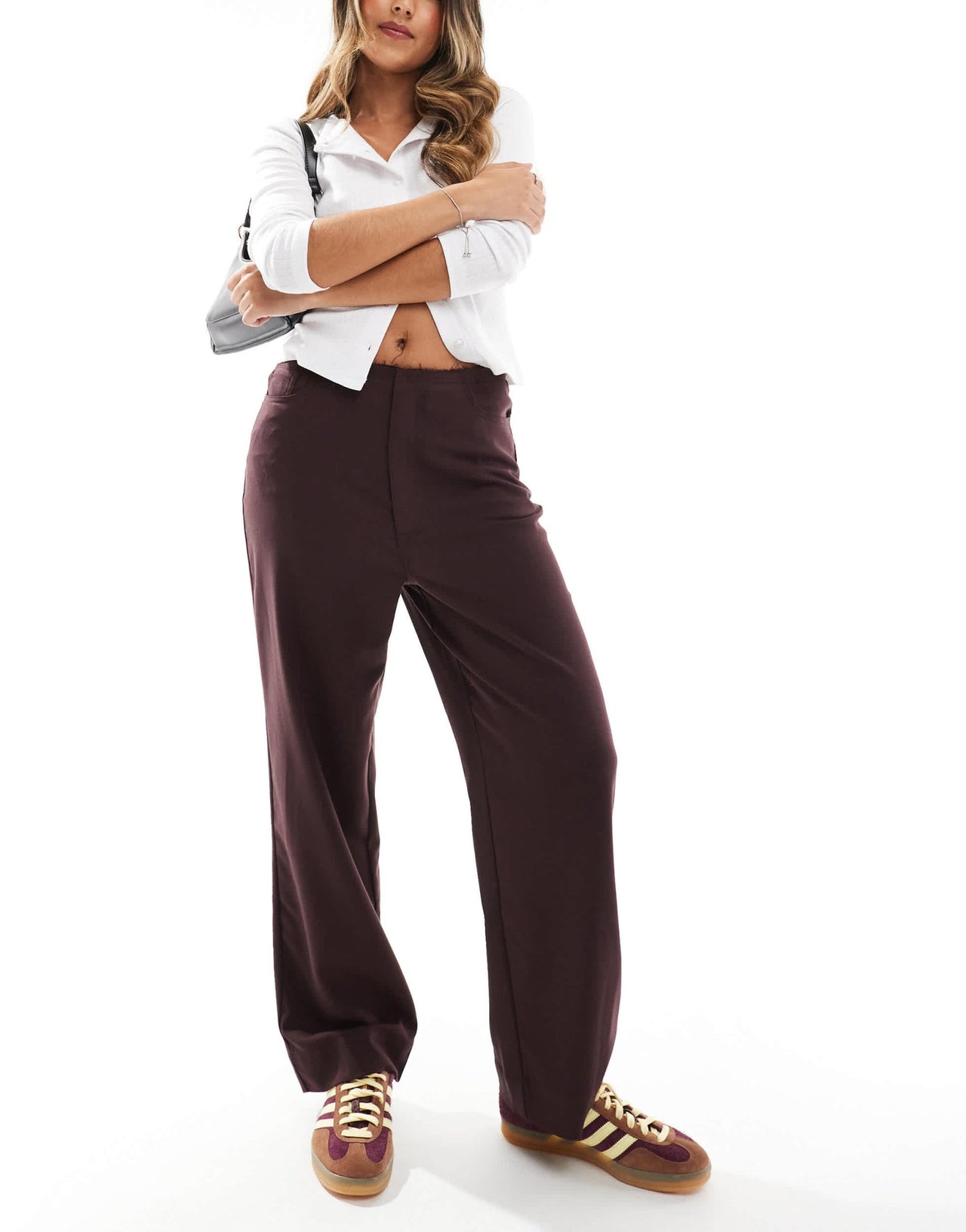 ASOS DESIGN raw edge relaxed tailored trouser in burgundy - ASOS Sample Sale EU Store