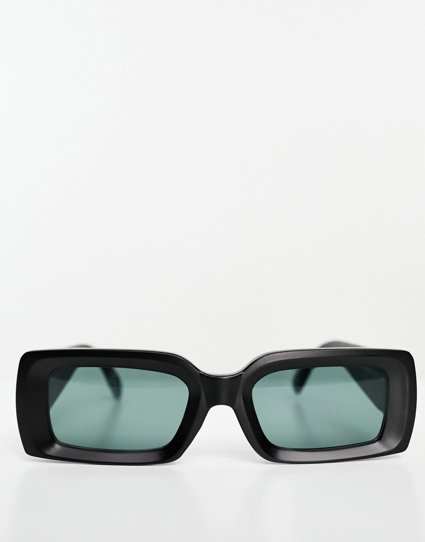 ASOS DESIGN rectangle oversized bevelled sunglasses with green lens and matte black frame - ASOS Sample Sale EU Store