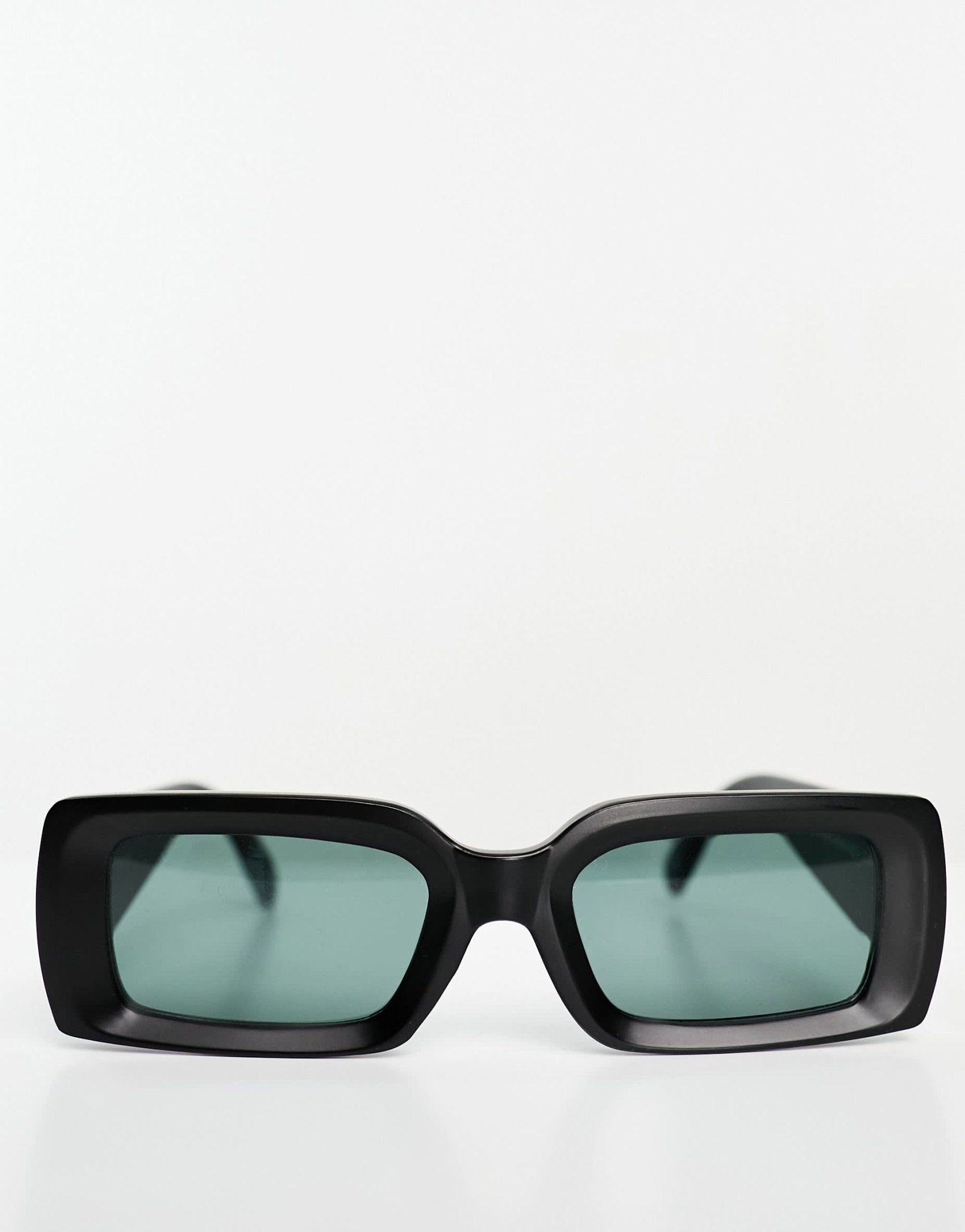 ASOS DESIGN rectangle oversized bevelled sunglasses with green lens and matte black frame - ASOS Sample Sale EU Store