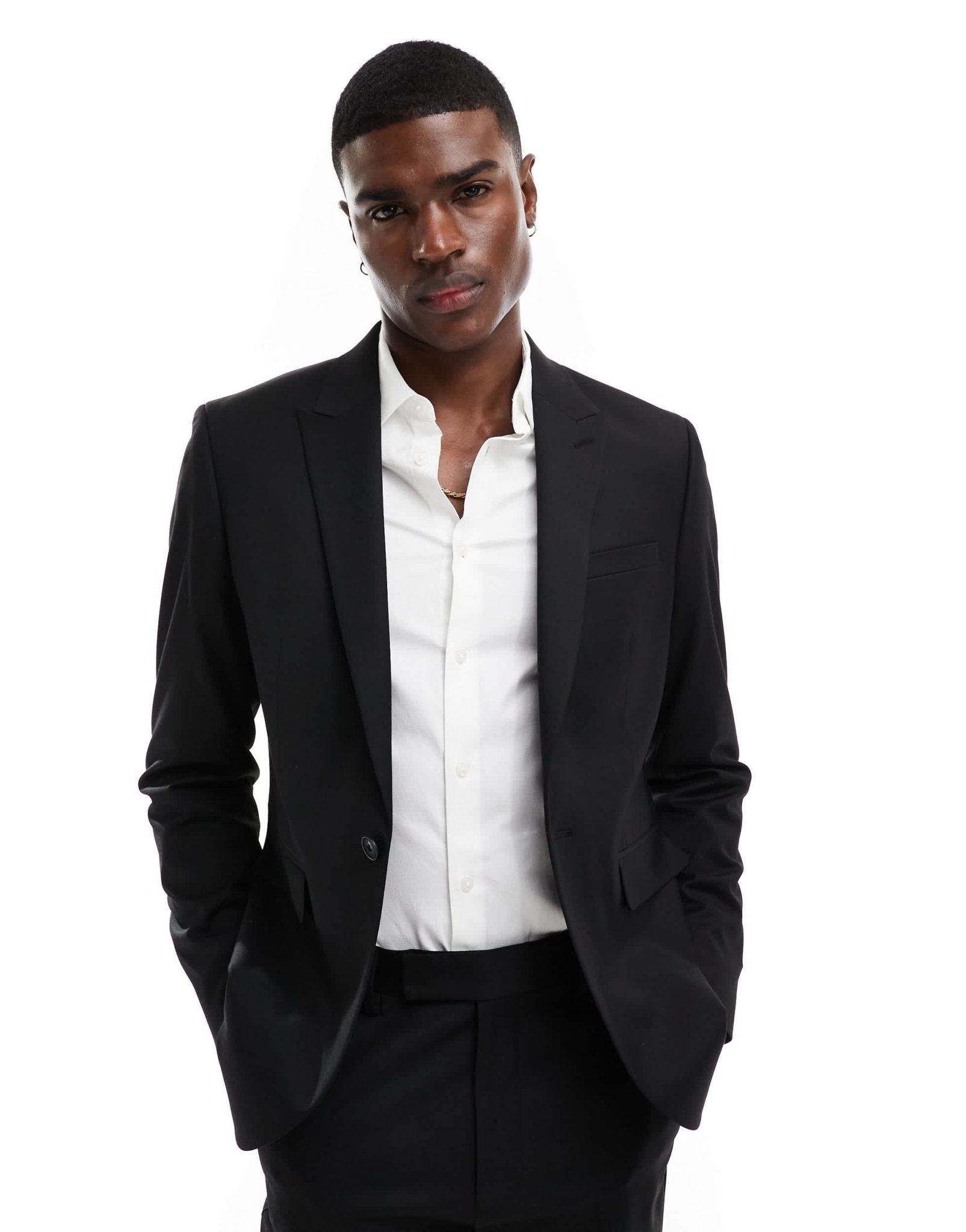 ASOS DESIGN regular fit suit jacket with wool in black - ASOS Sample Sale EU Store