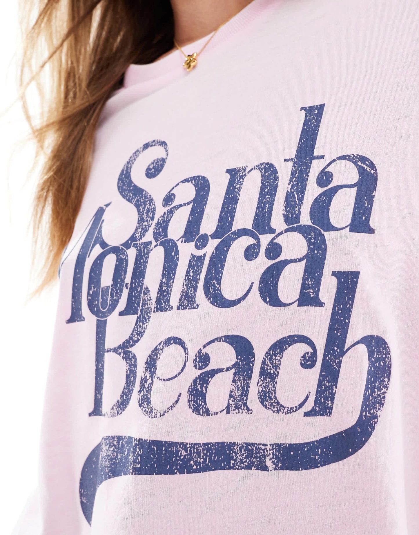 ASOS DESIGN regular fit t-shirt in burn out with Santa Monica beach graphic in pink - ASOS Sample Sale EU Store