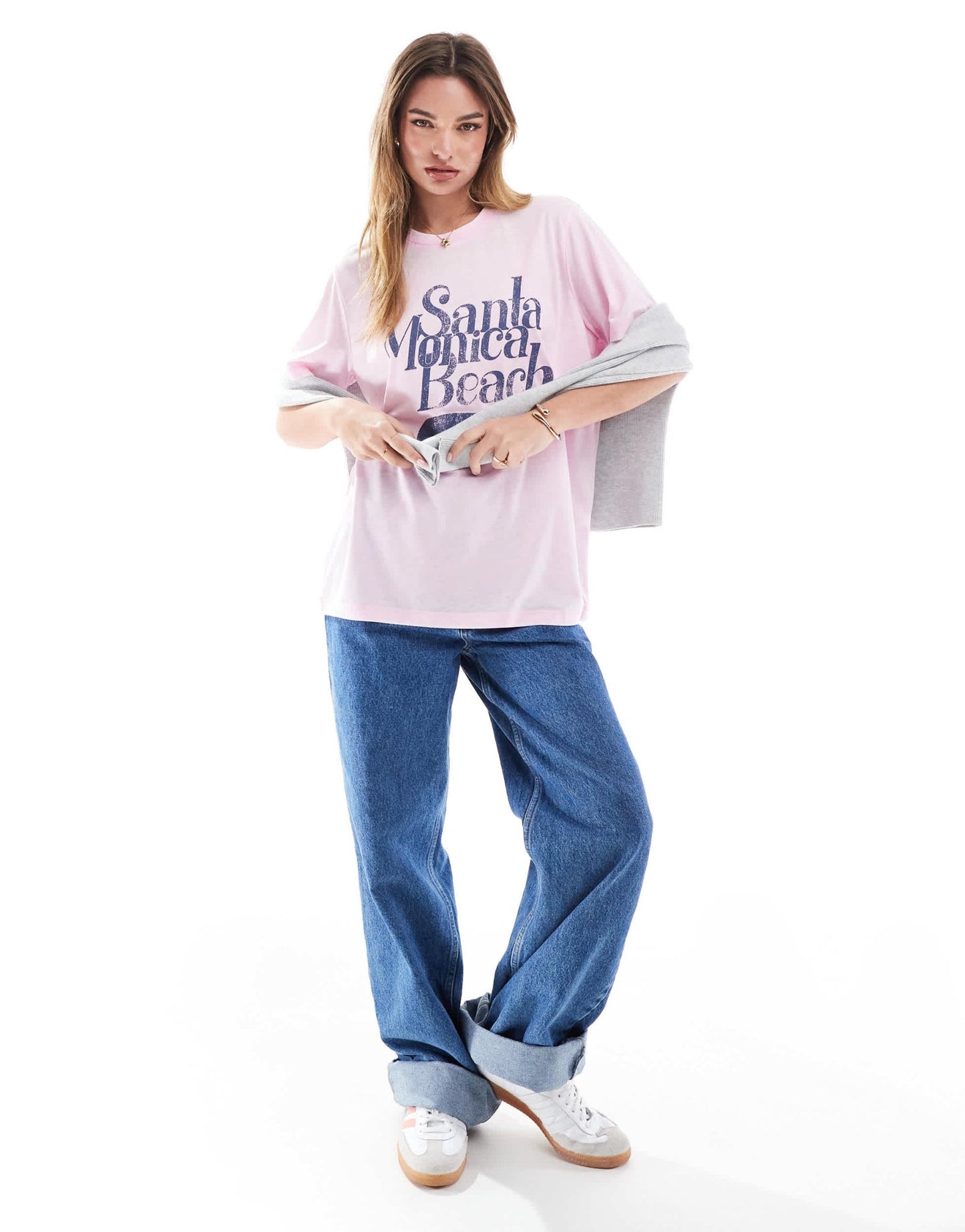 ASOS DESIGN regular fit t-shirt in burn out with Santa Monica beach graphic in pink - ASOS Sample Sale EU Store