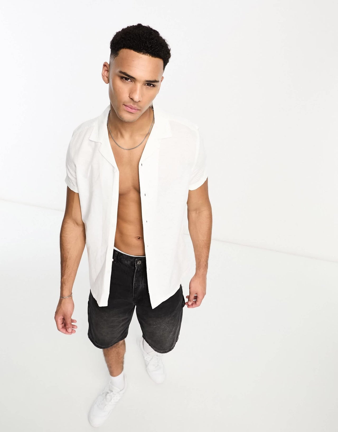 ASOS DESIGN regular linen revere shirt with roll sleeves in white - ASOS Sample Sale EU Store