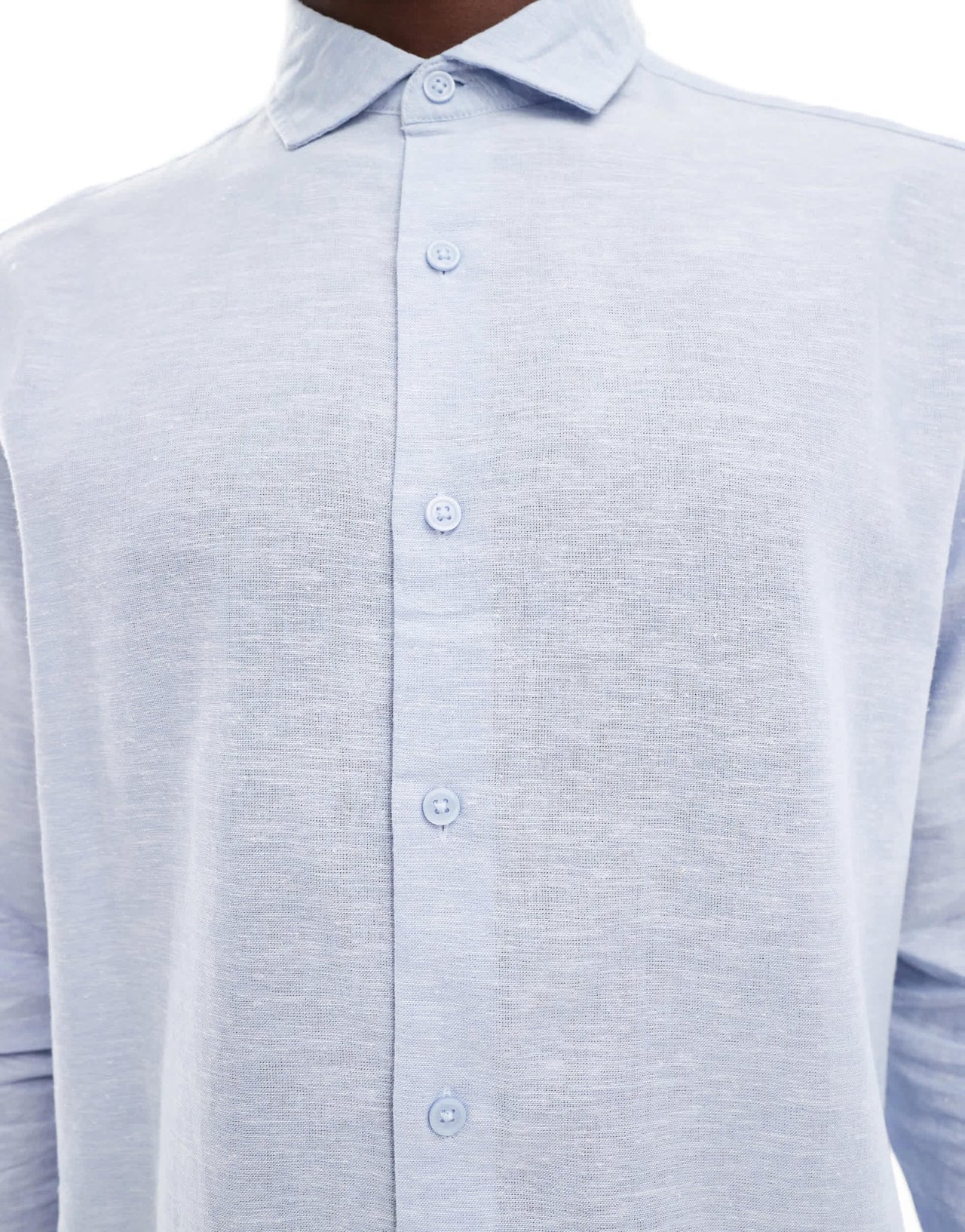 ASOS DESIGN regular smart linen wedding shirt with cut away collar in light blue - ASOS Sample Sale EU Store