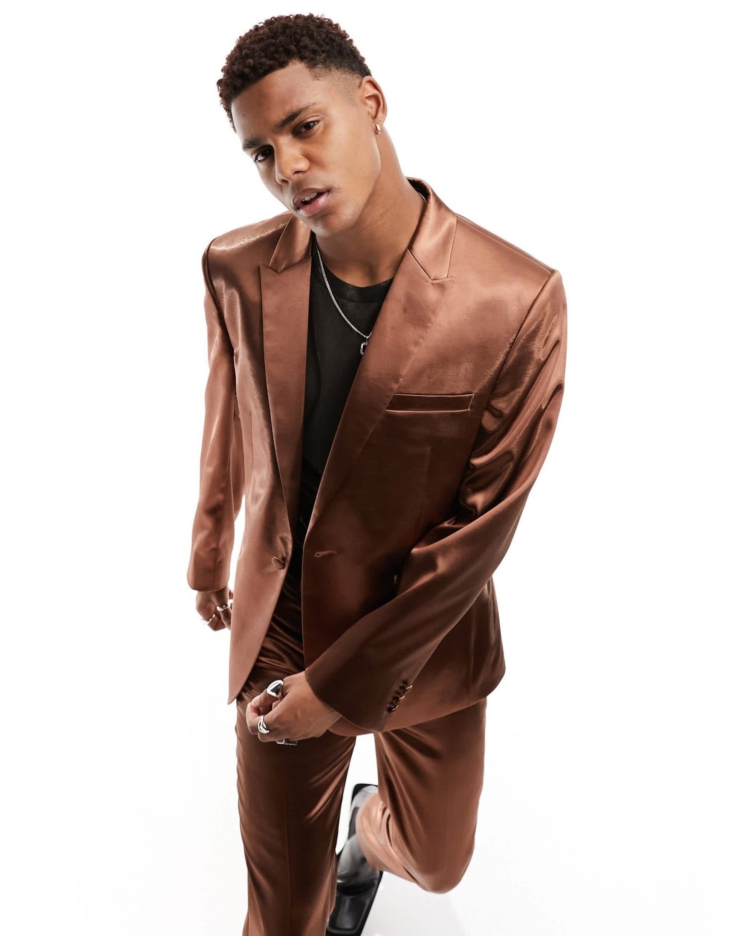 ASOS DESIGN regular suit jacket in gold satin - ASOS Sample Sale EU Store