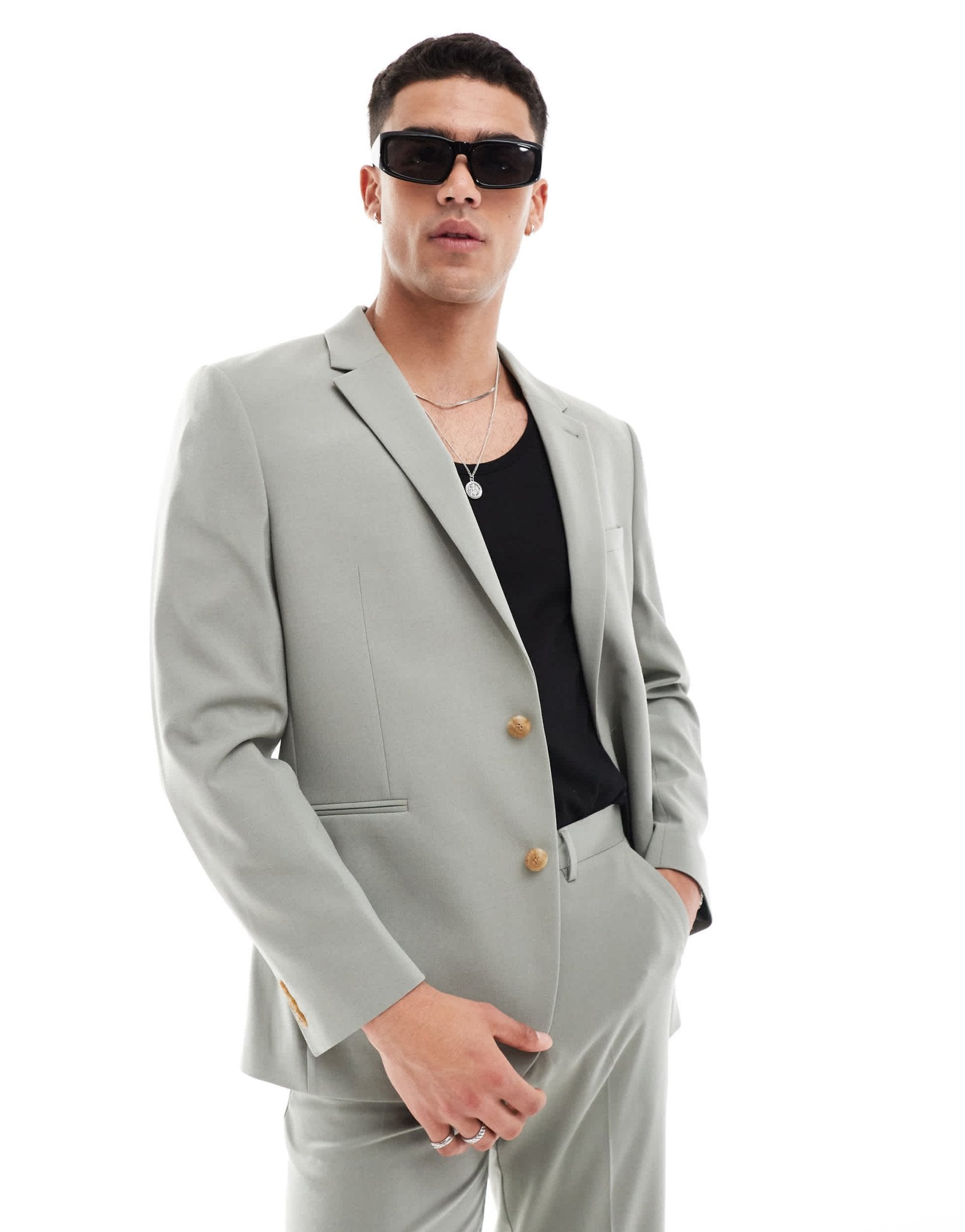 ASOS DESIGN regular suit jacket in sage green - ASOS Sample Sale EU Store