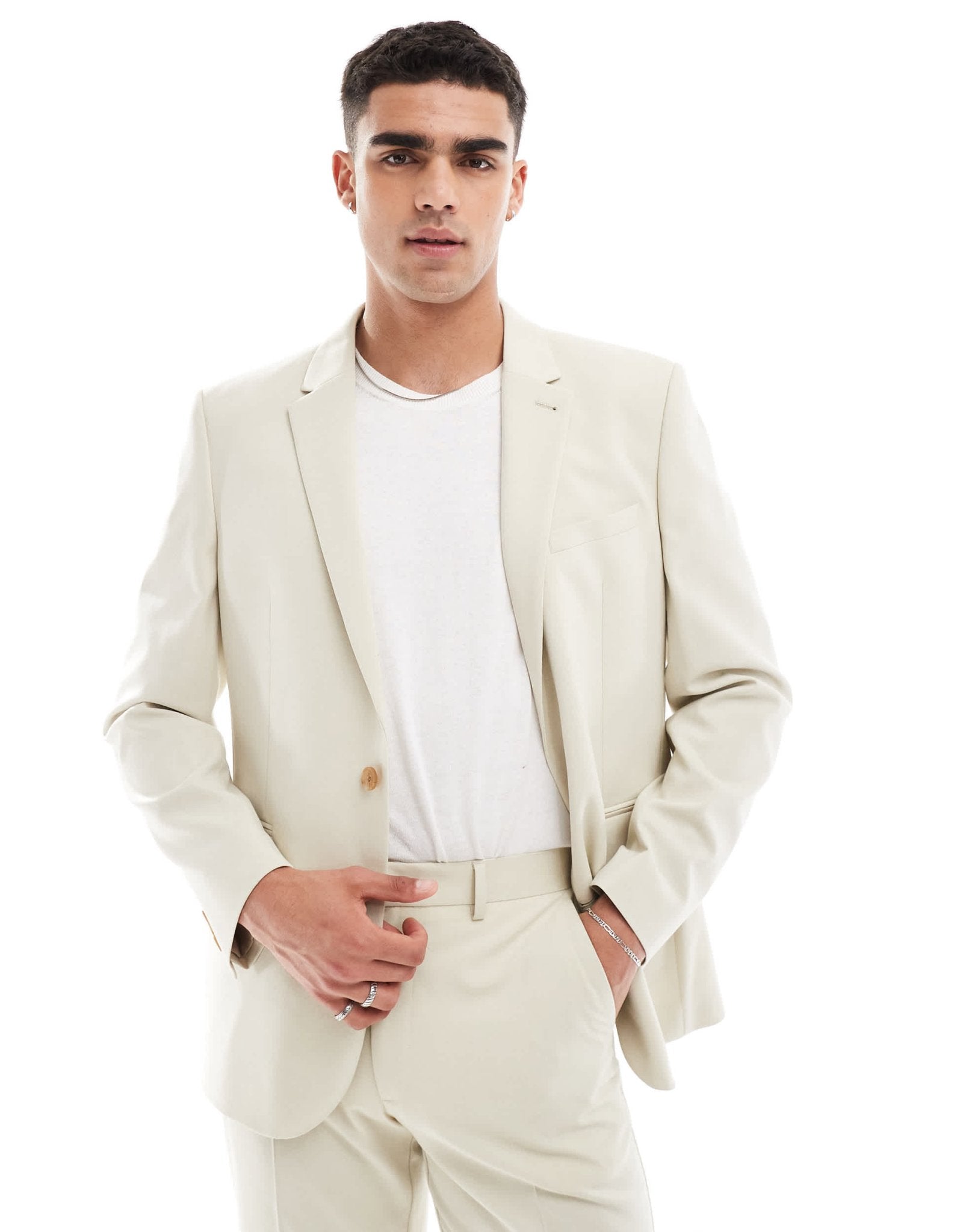 ASOS DESIGN regular suit jacket in stone - ASOS Sample Sale EU Store