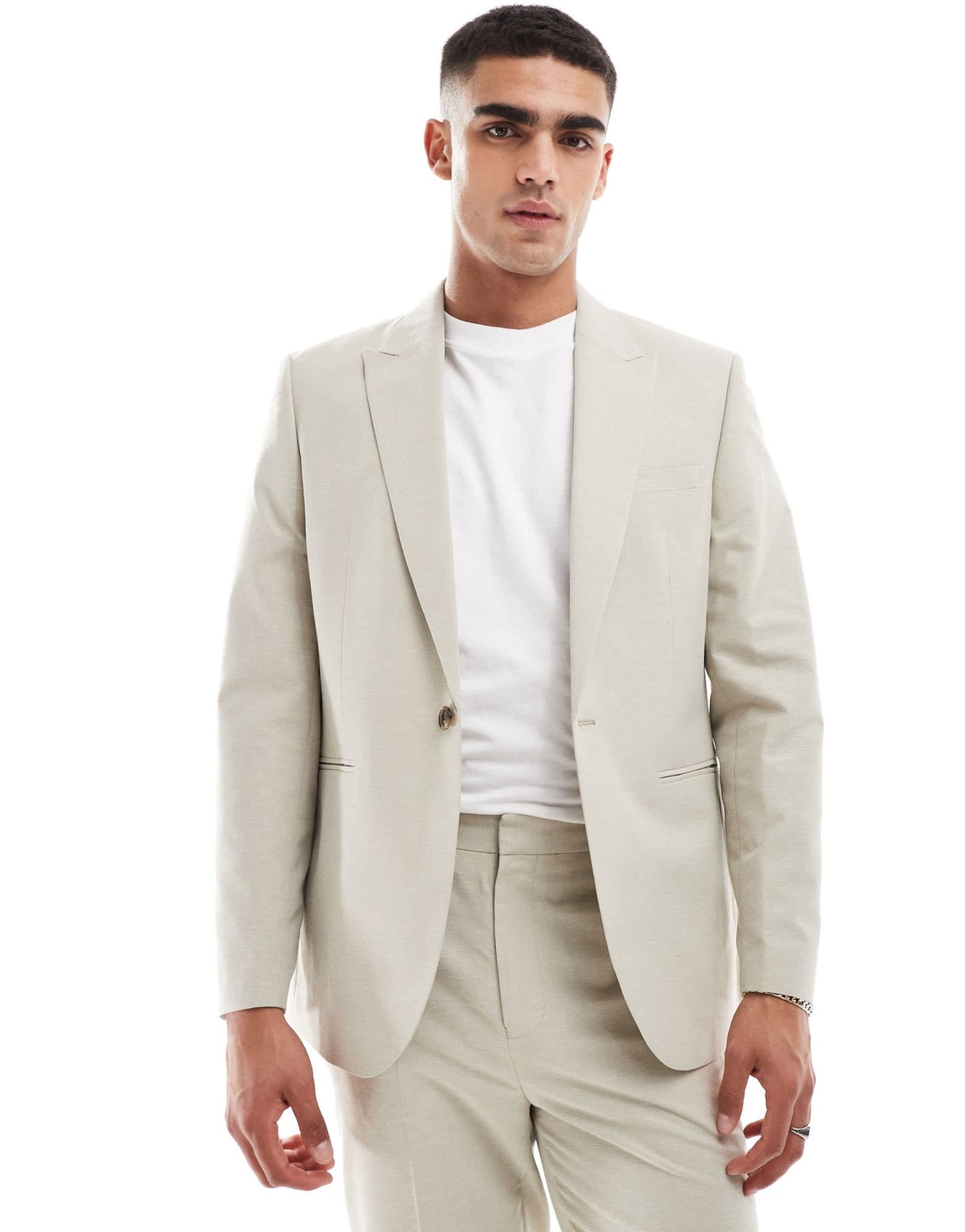 ASOS DESIGN regular suit jacket in textured fabric in stone - ASOS Sample Sale EU Store