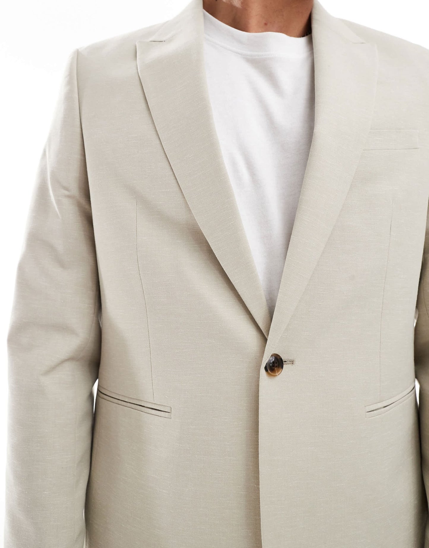 ASOS DESIGN regular suit jacket in textured fabric in stone - ASOS Sample Sale EU Store