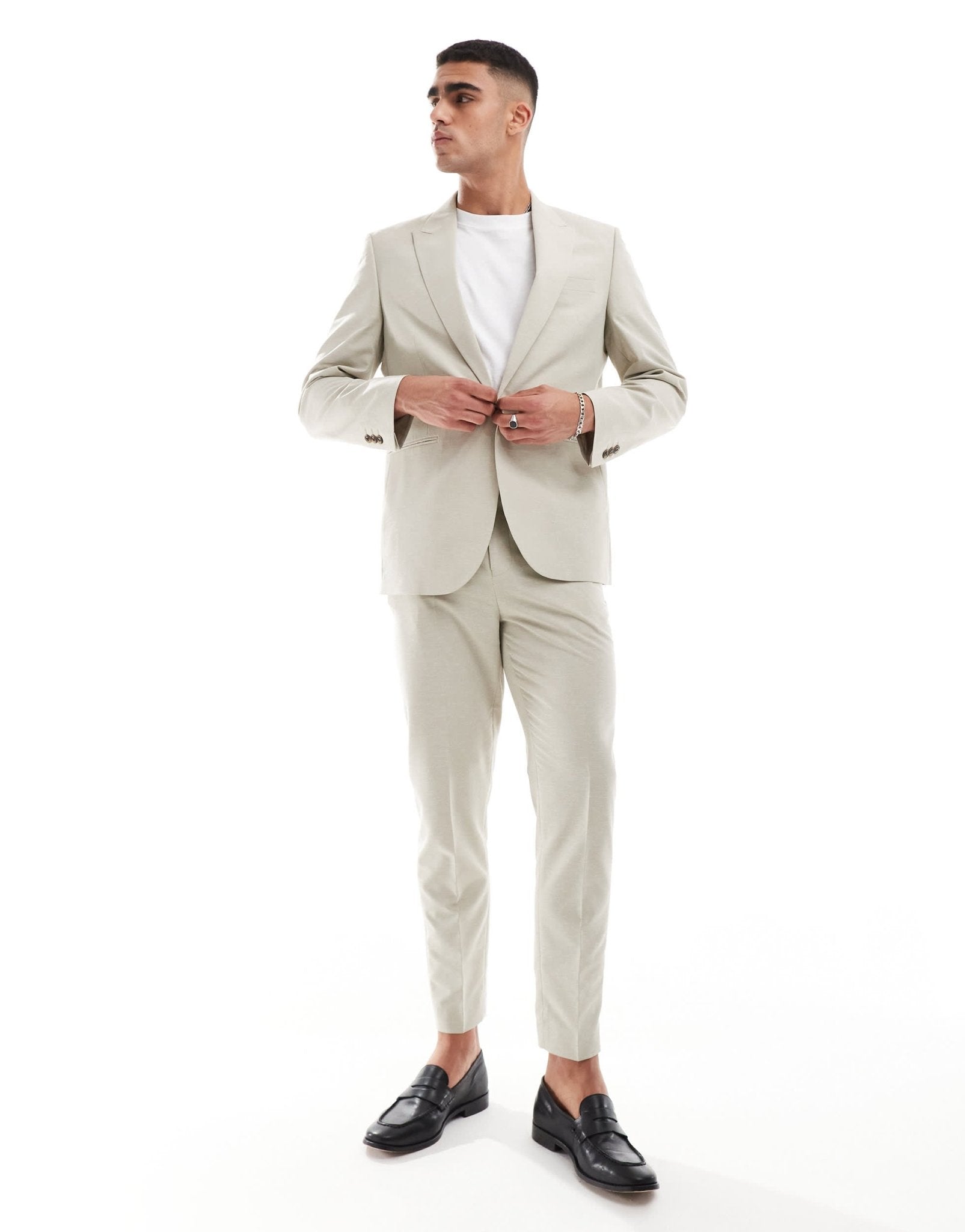 ASOS DESIGN regular suit jacket in textured fabric in stone - ASOS Sample Sale EU Store