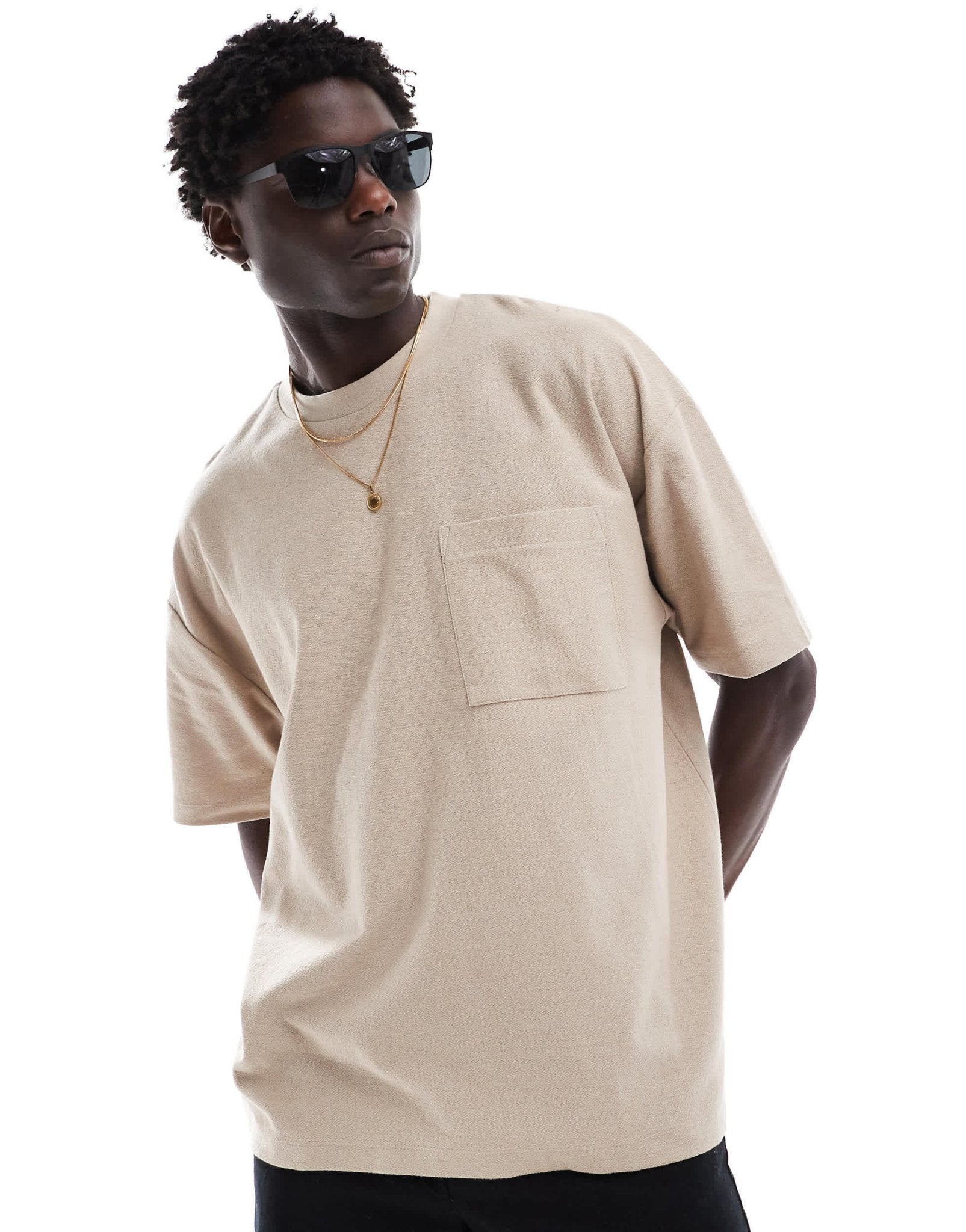 ASOS DESIGN relaxed boucle t-shirt in taupe - ASOS Sample Sale EU Store
